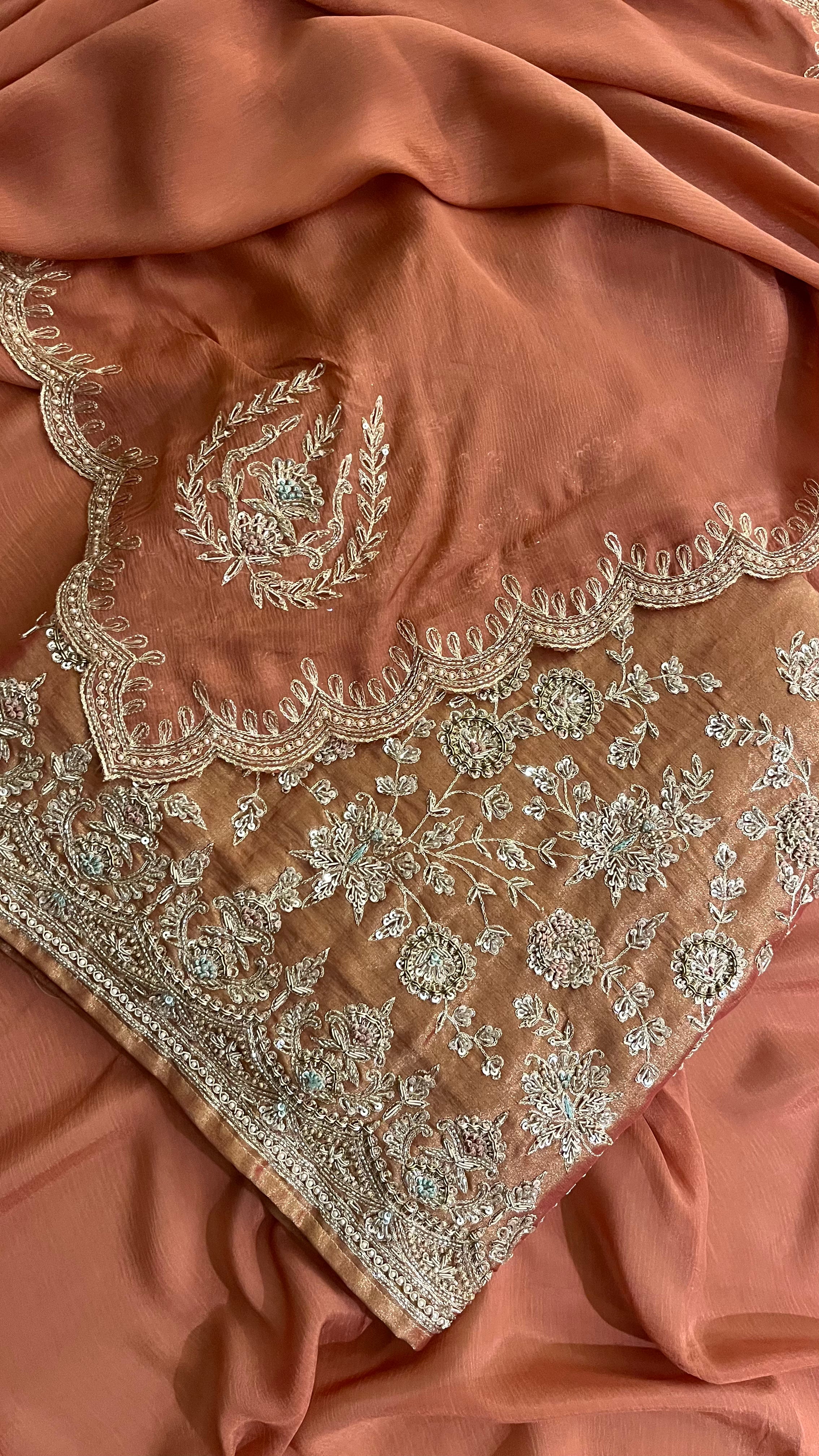 ROSE GOLD EMBROIDERED UNSTITCHED SUIT