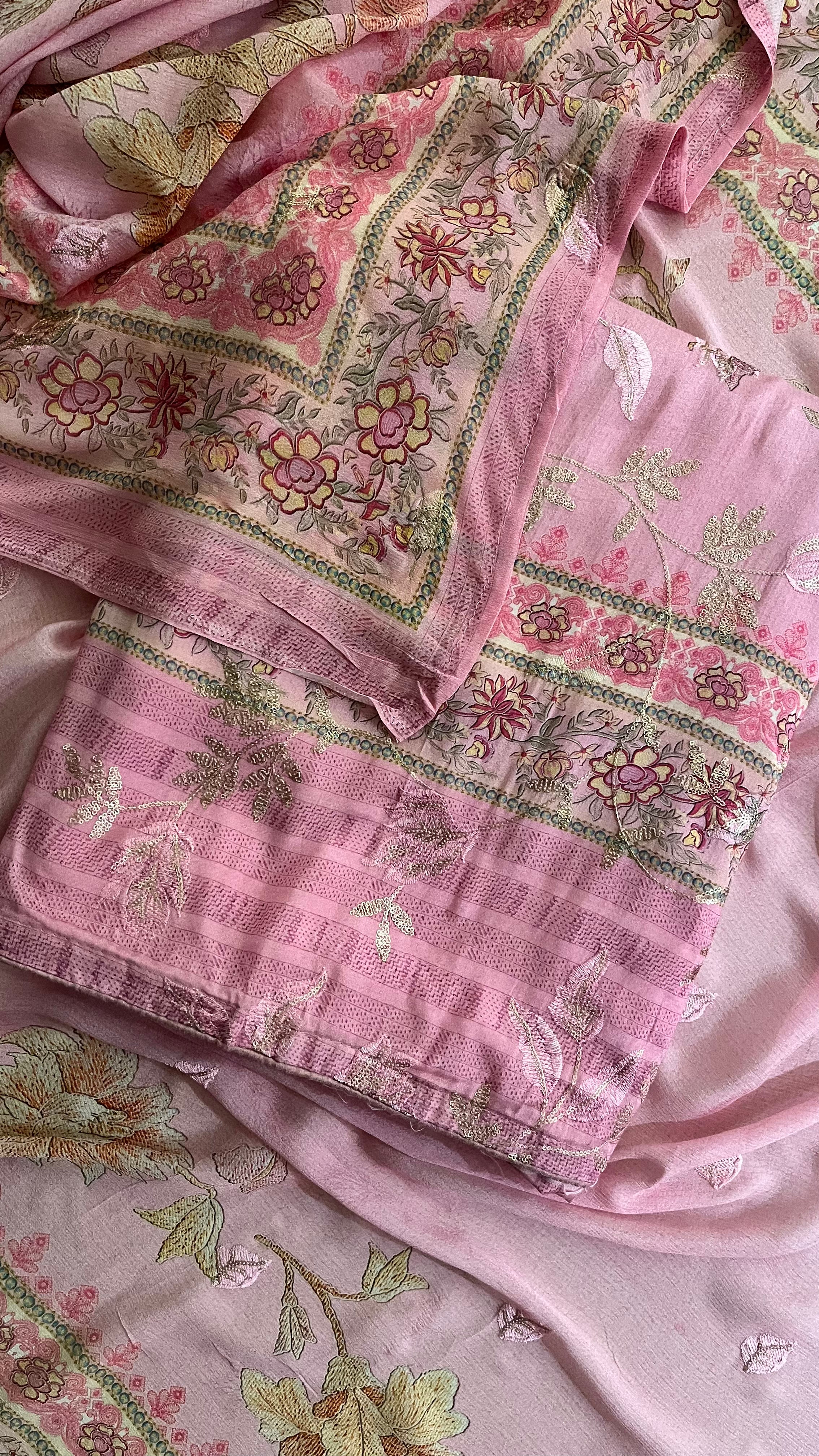 PASTEL PINK EMBROIDERED UNSTITCHED SUIT