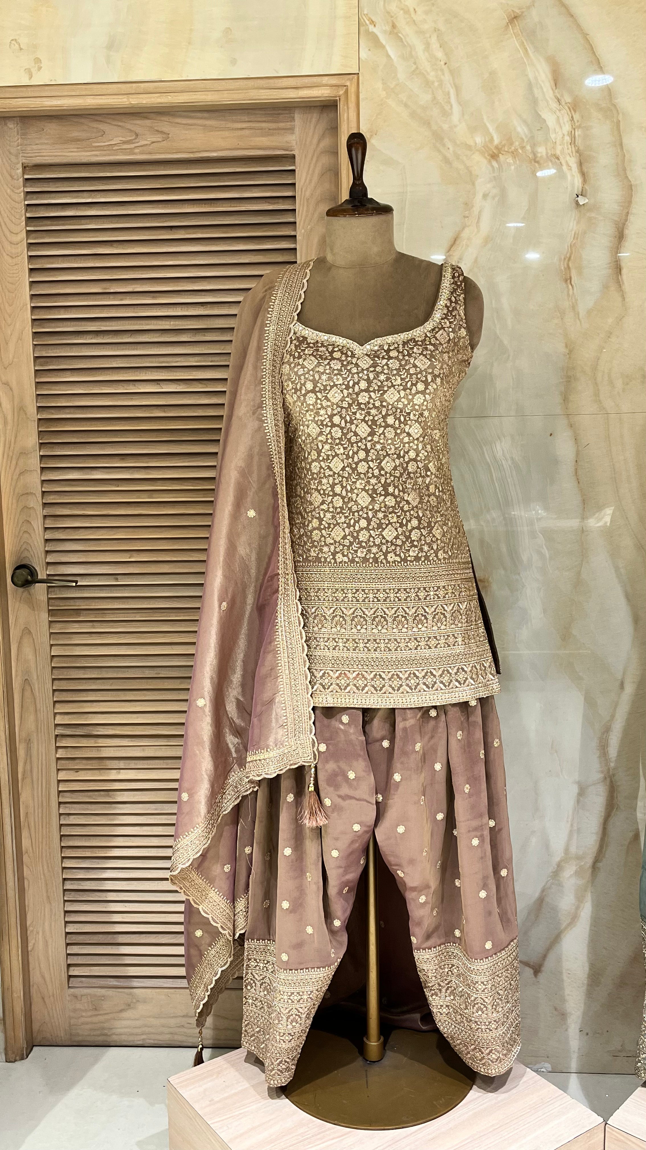 TAUPE EMBROIDERED PATIALA SUIT