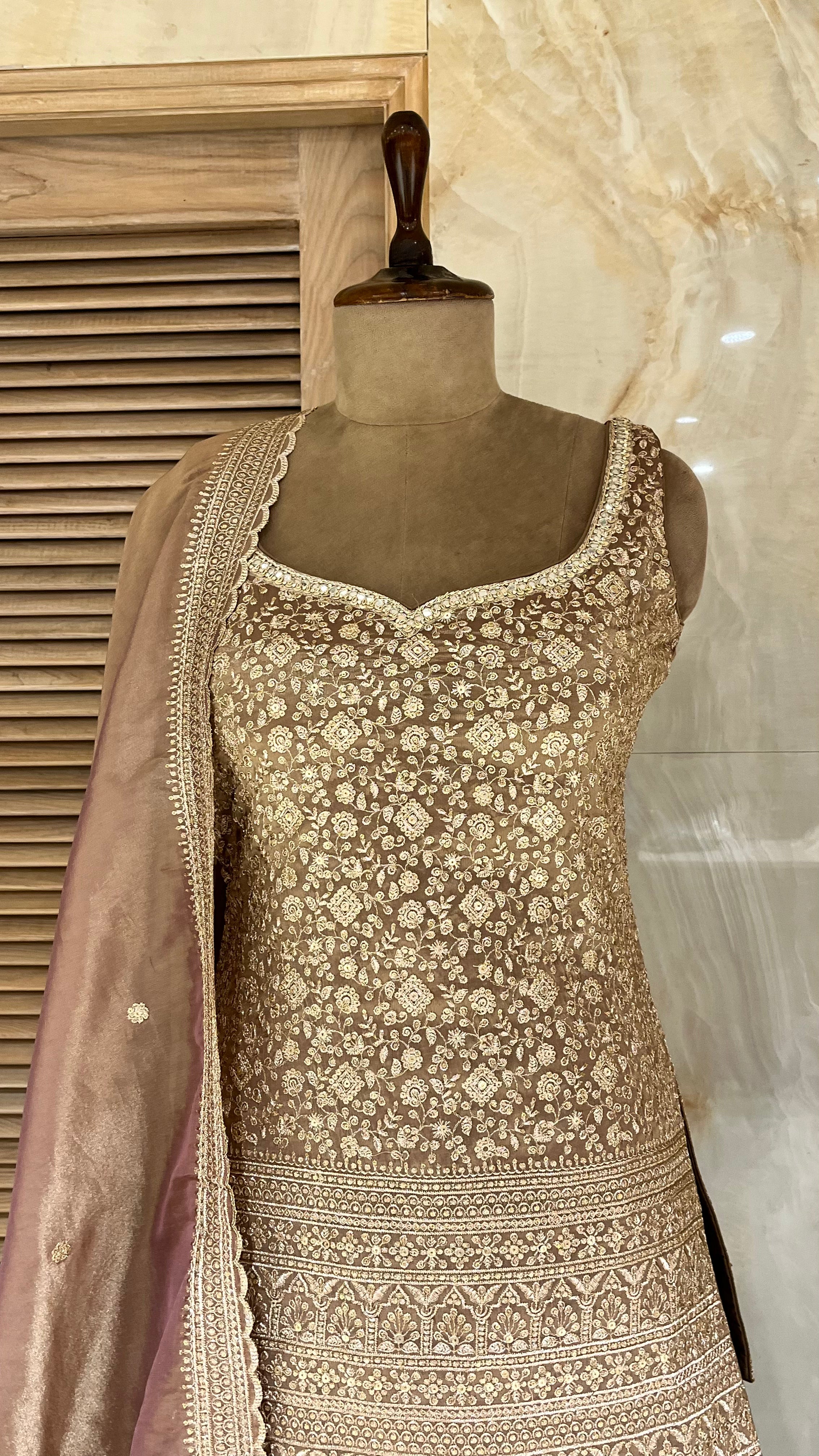 TAUPE EMBROIDERED PATIALA SUIT