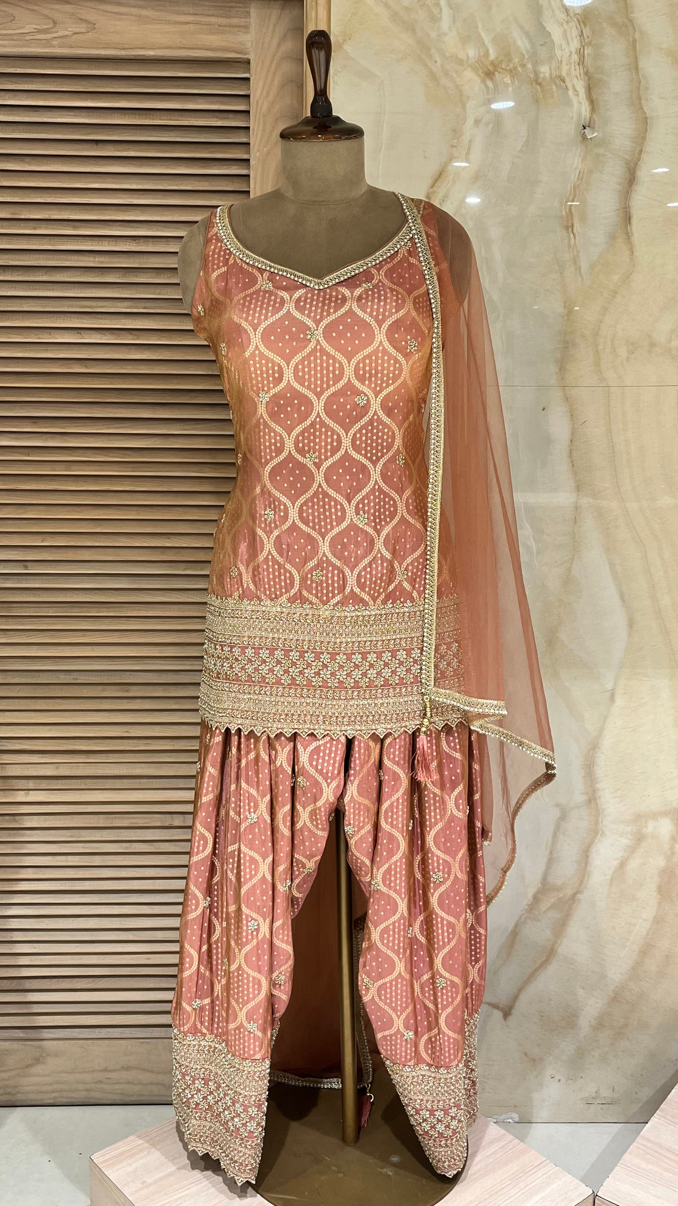 PEACH EMBROIDERED PATIALA SUIT