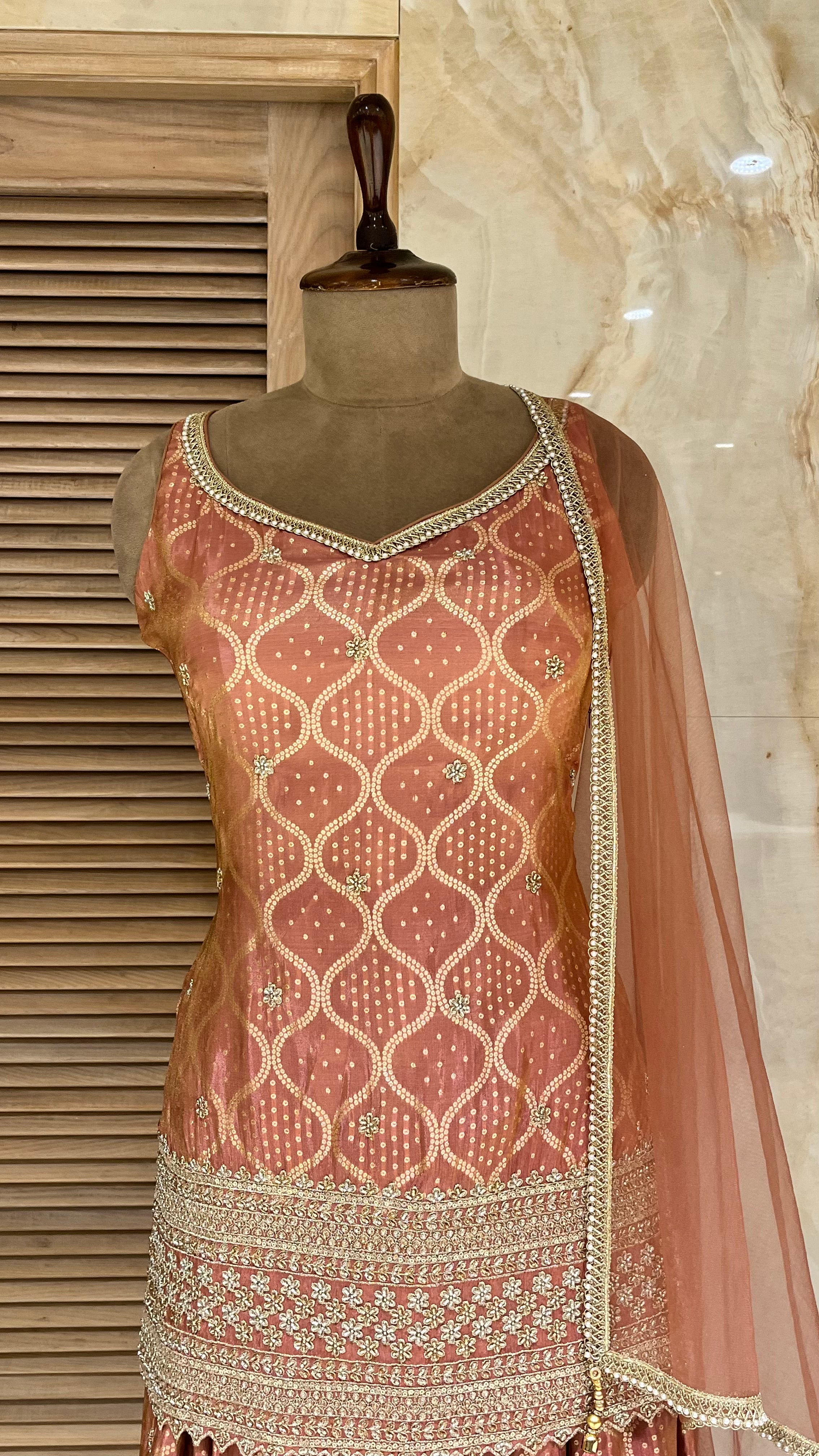 PEACH EMBROIDERED PATIALA SUIT