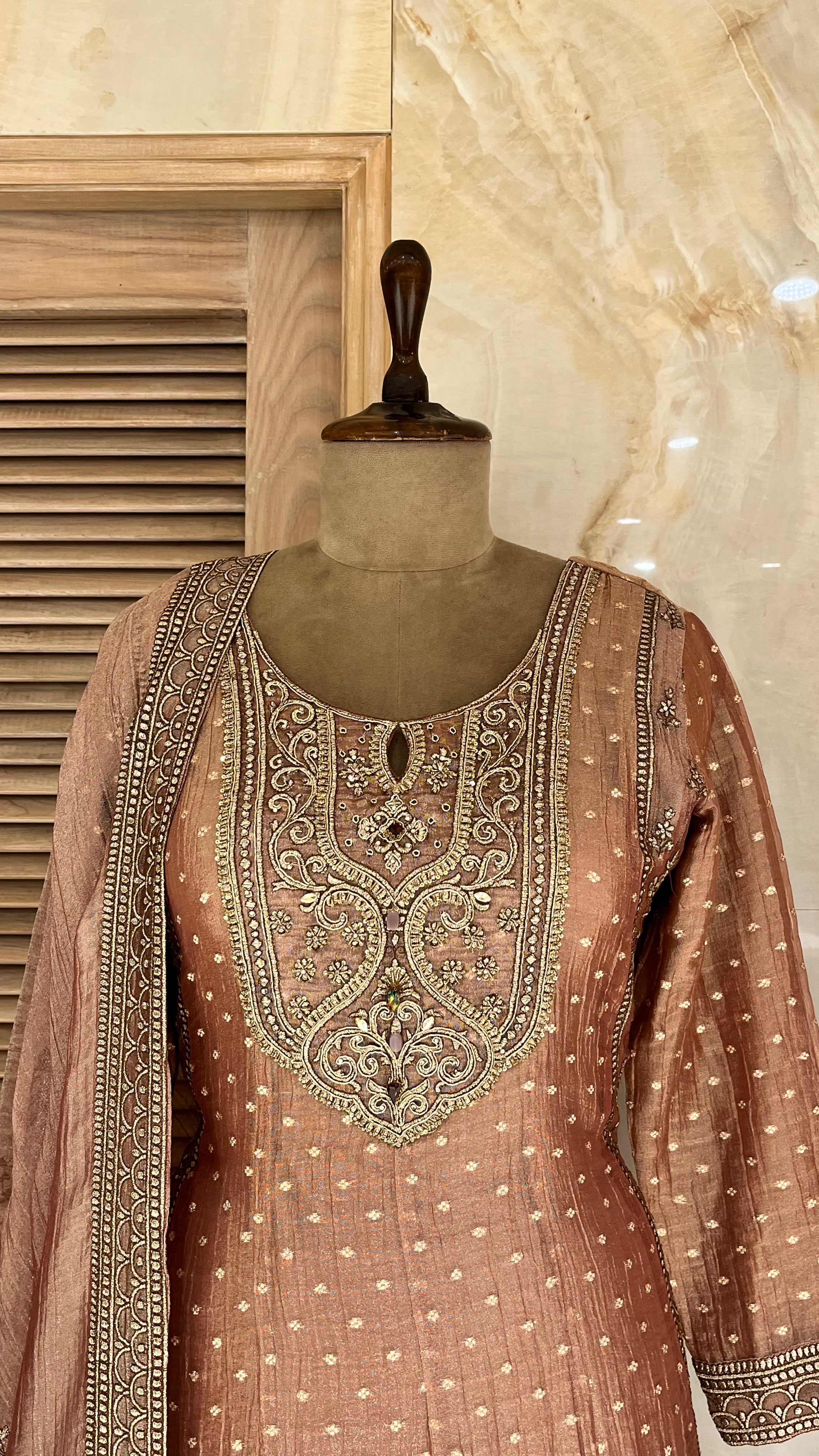 DUSTY ROSE EMBROIDERED SHARARA SUIT