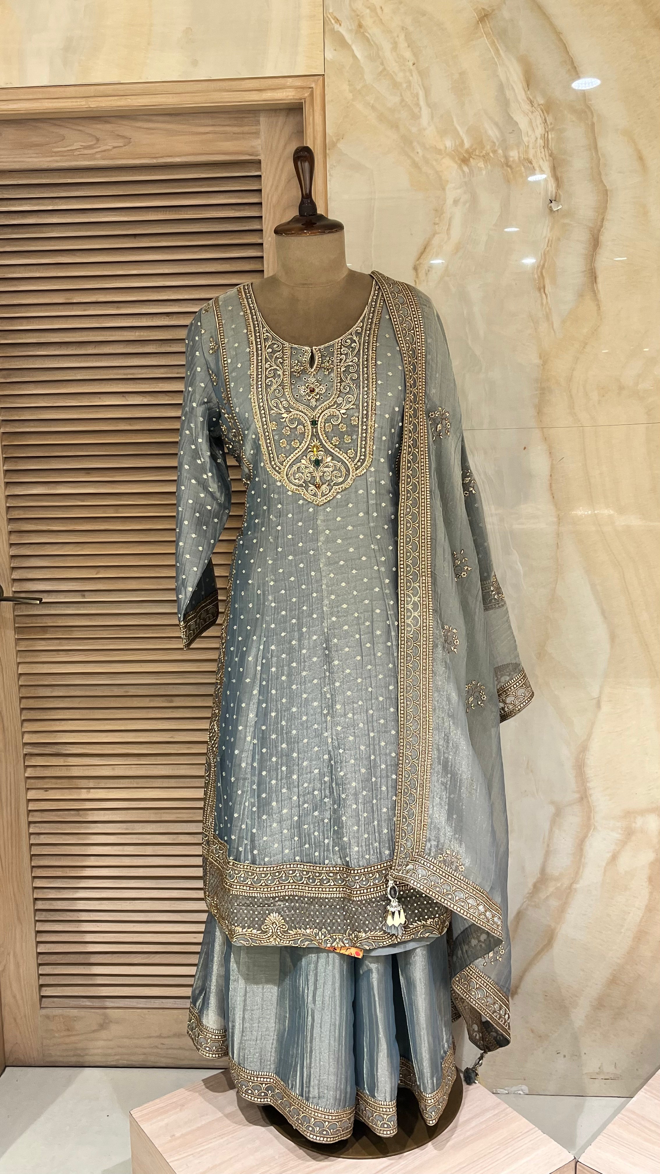 PASTEL BLUE EMBROIDERED SUIT