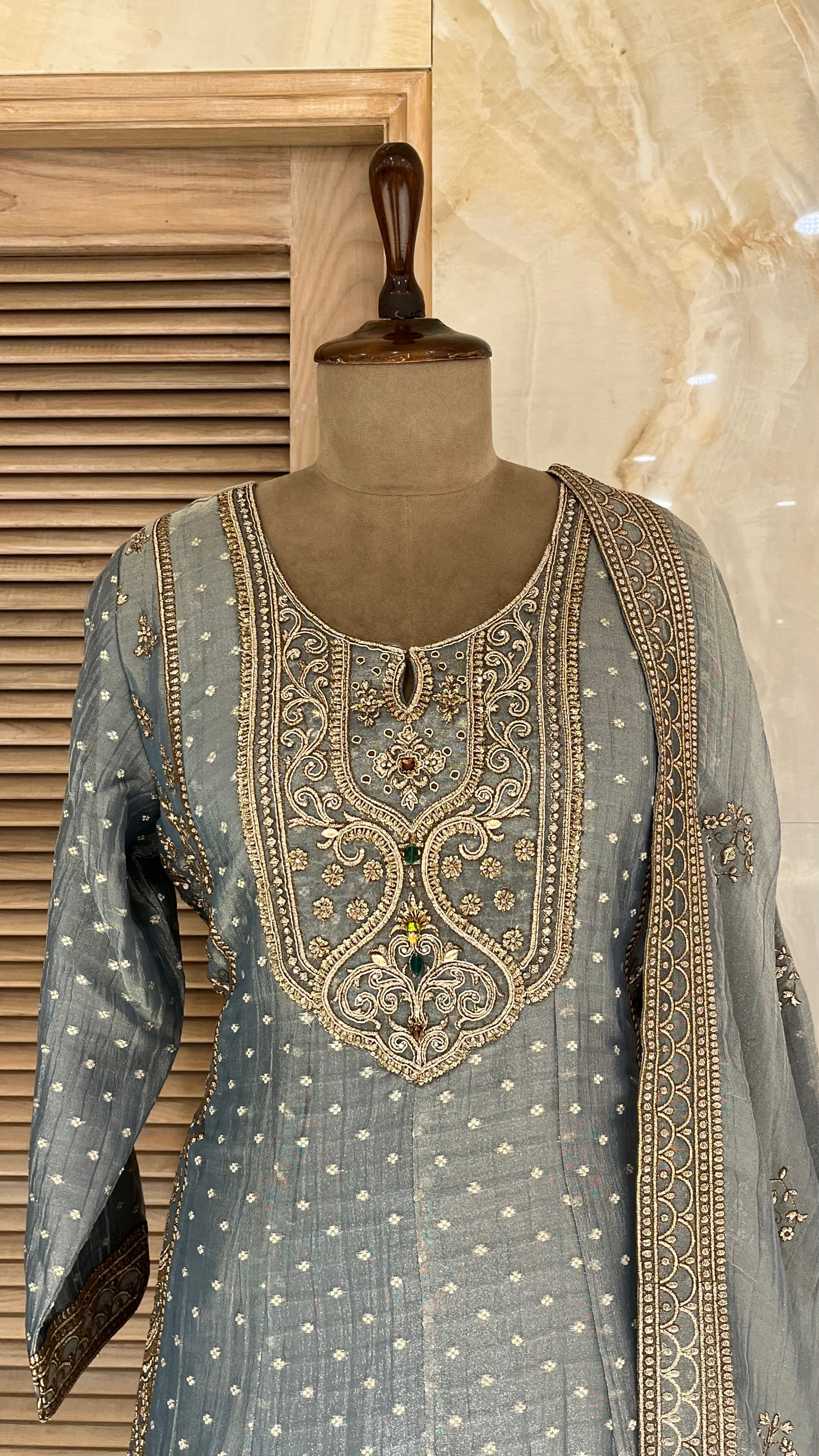 PASTEL BLUE EMBROIDERED SUIT
