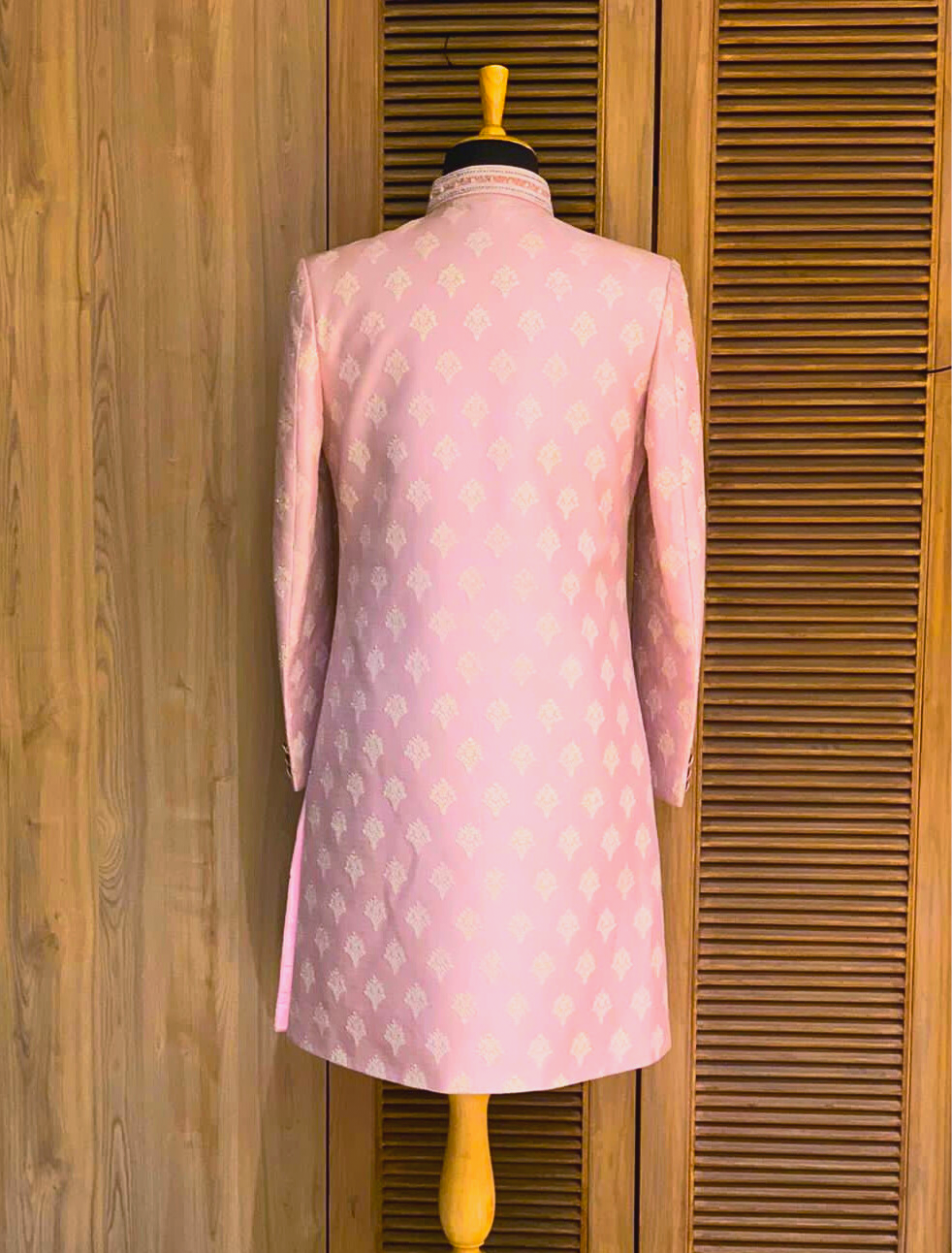 Lilac Color Floral Patterned Sherwani Set