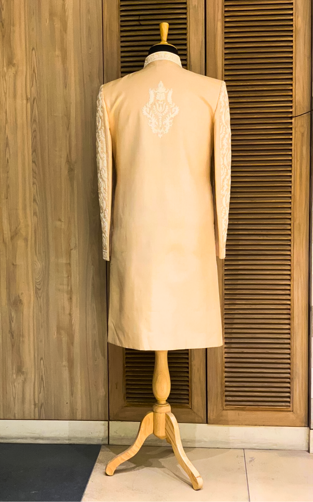 Latest Wedding Wear Cream Color Sherwani Set