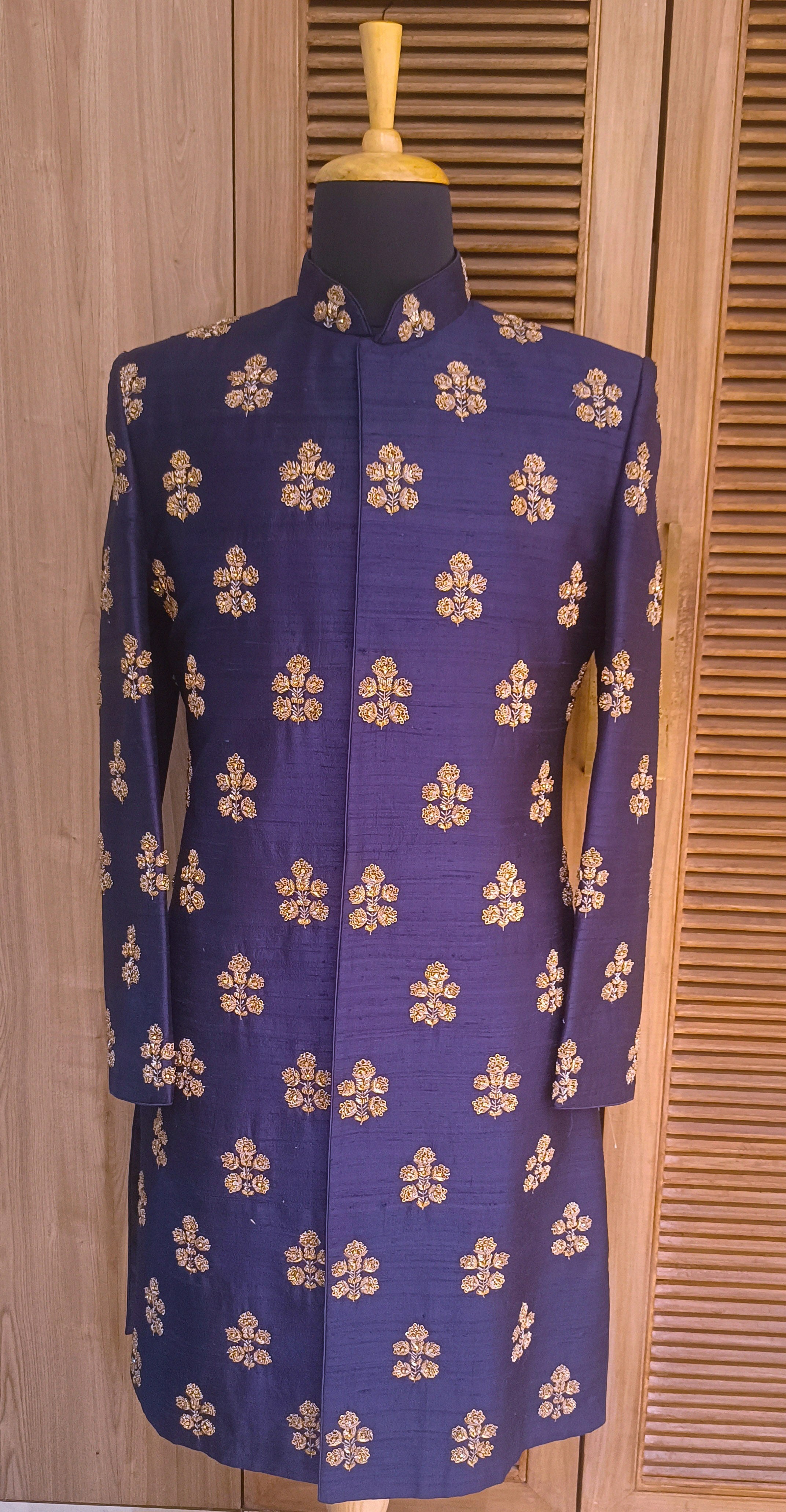 Navy Blue Sherwani Set