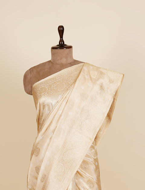 Gold Banarasi Silk Handloom Pure Saree For Women