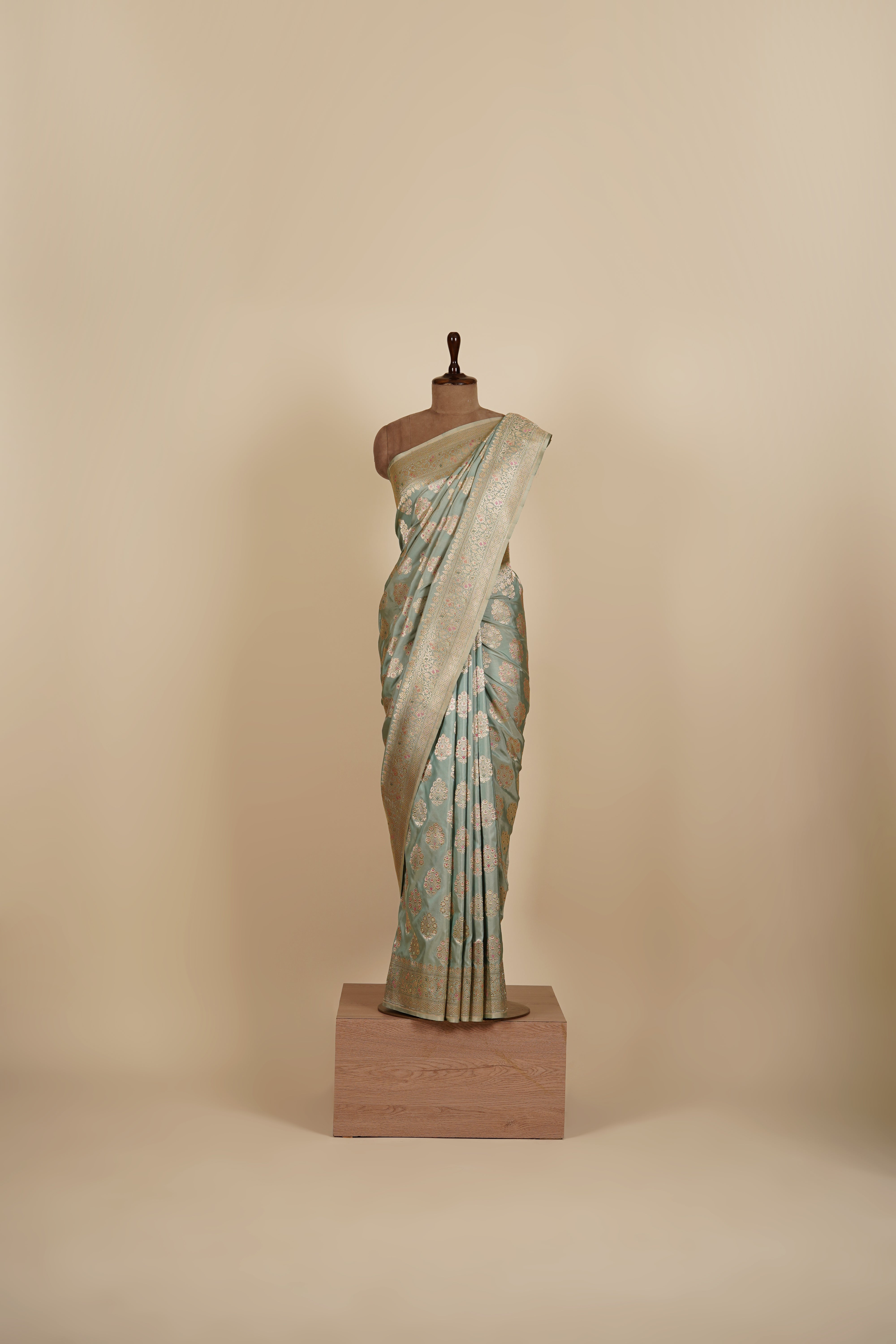 Sky Blue Banarasi Silk Handloom Pure Saree For Women