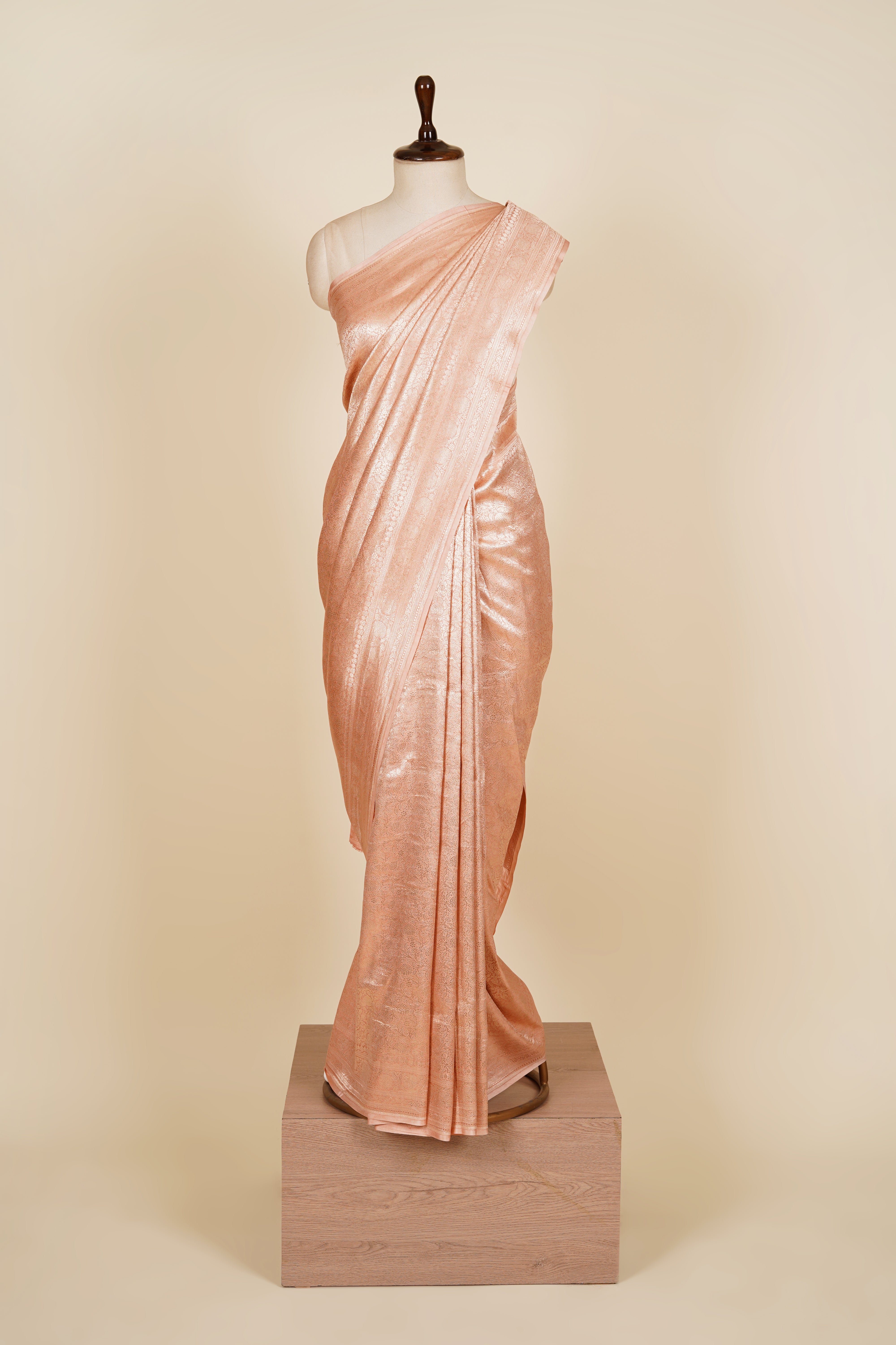 Peach Banarasi Silk Handloom Pure Saree For Women