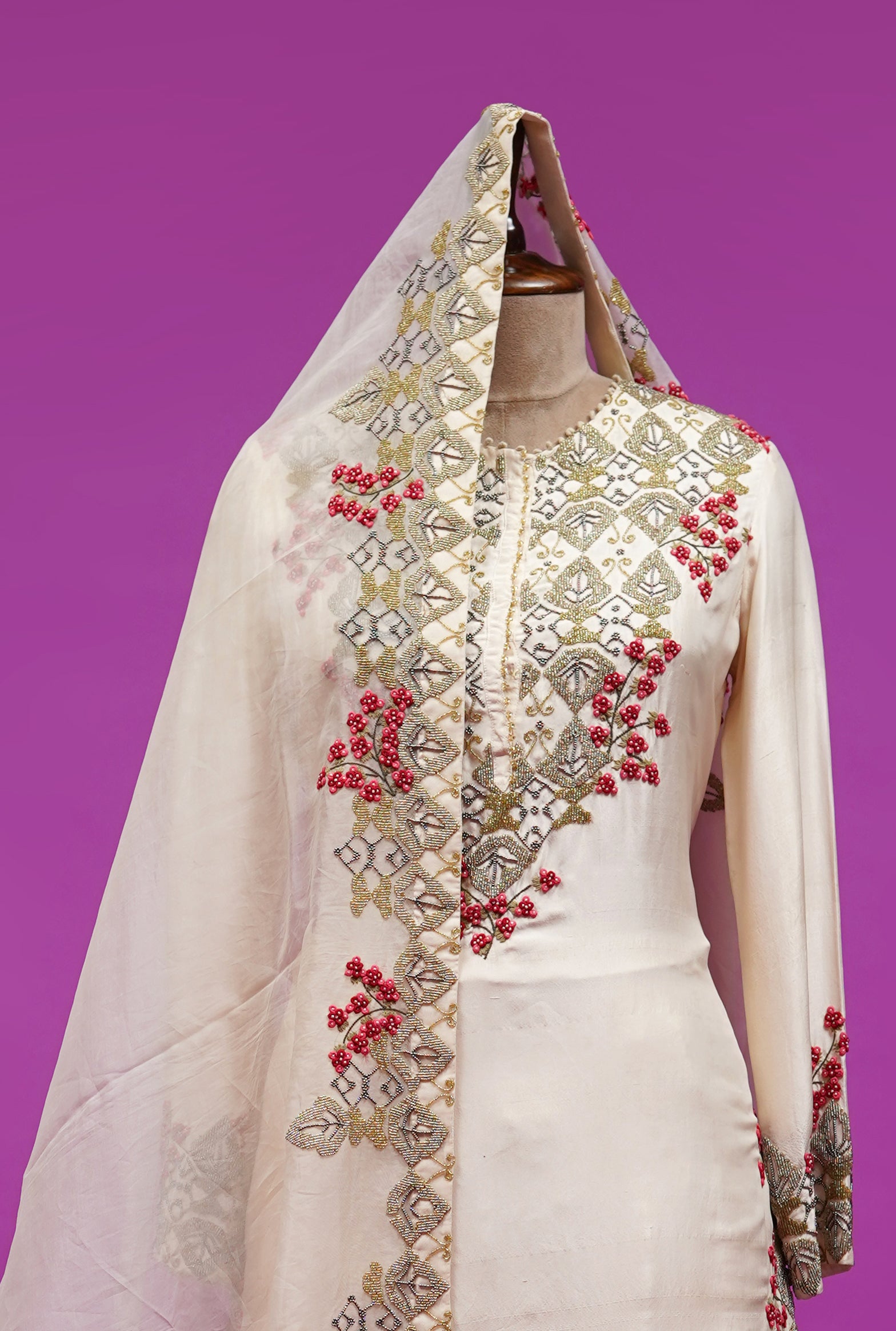 Baby Pink Skirt with Mom & Knot Work