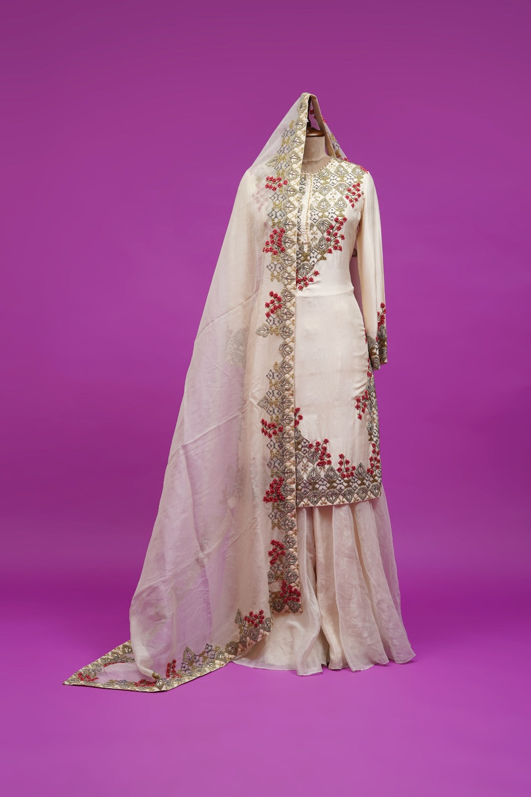 Baby Pink Skirt with Mom & Knot Work