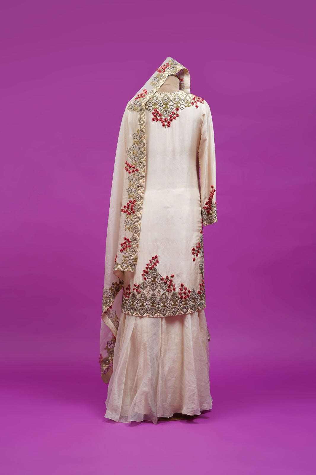 Baby Pink Skirt with Mom & Knot Work