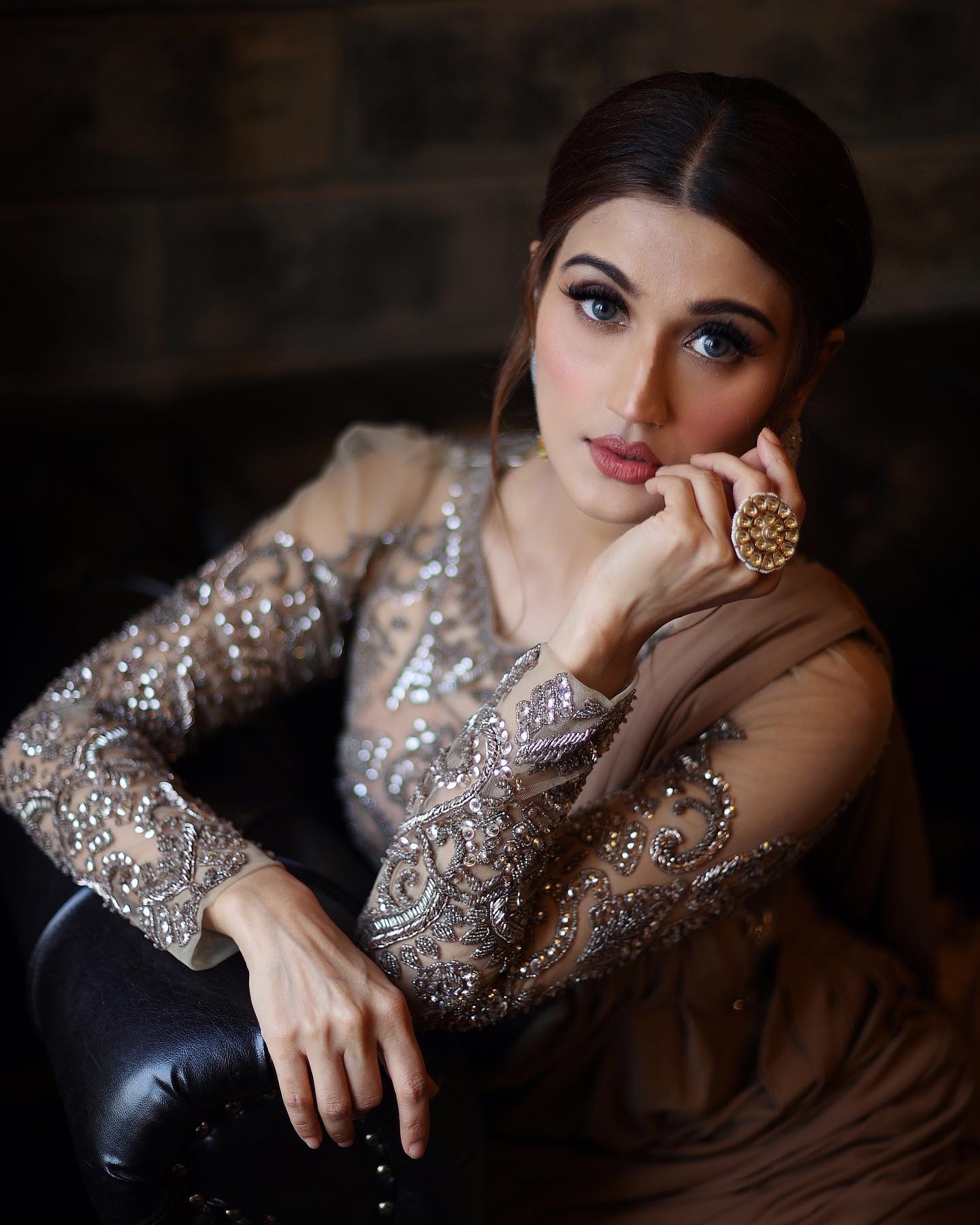 Crystal Embroidered Saree With Blouse