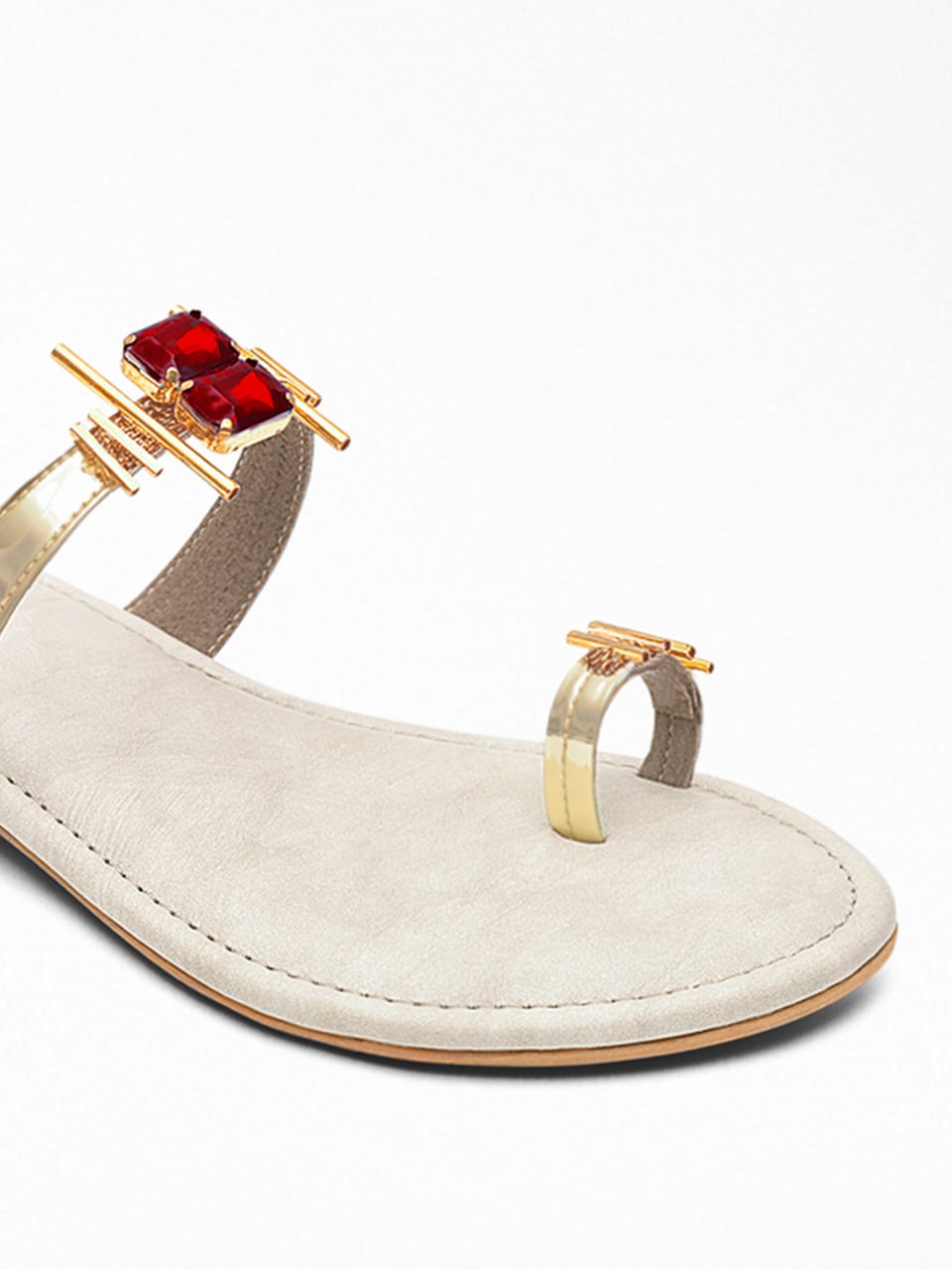 Signature Sole Golden Toe Ring Flats