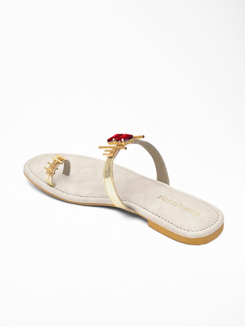 Signature Sole Golden Toe Ring Flats