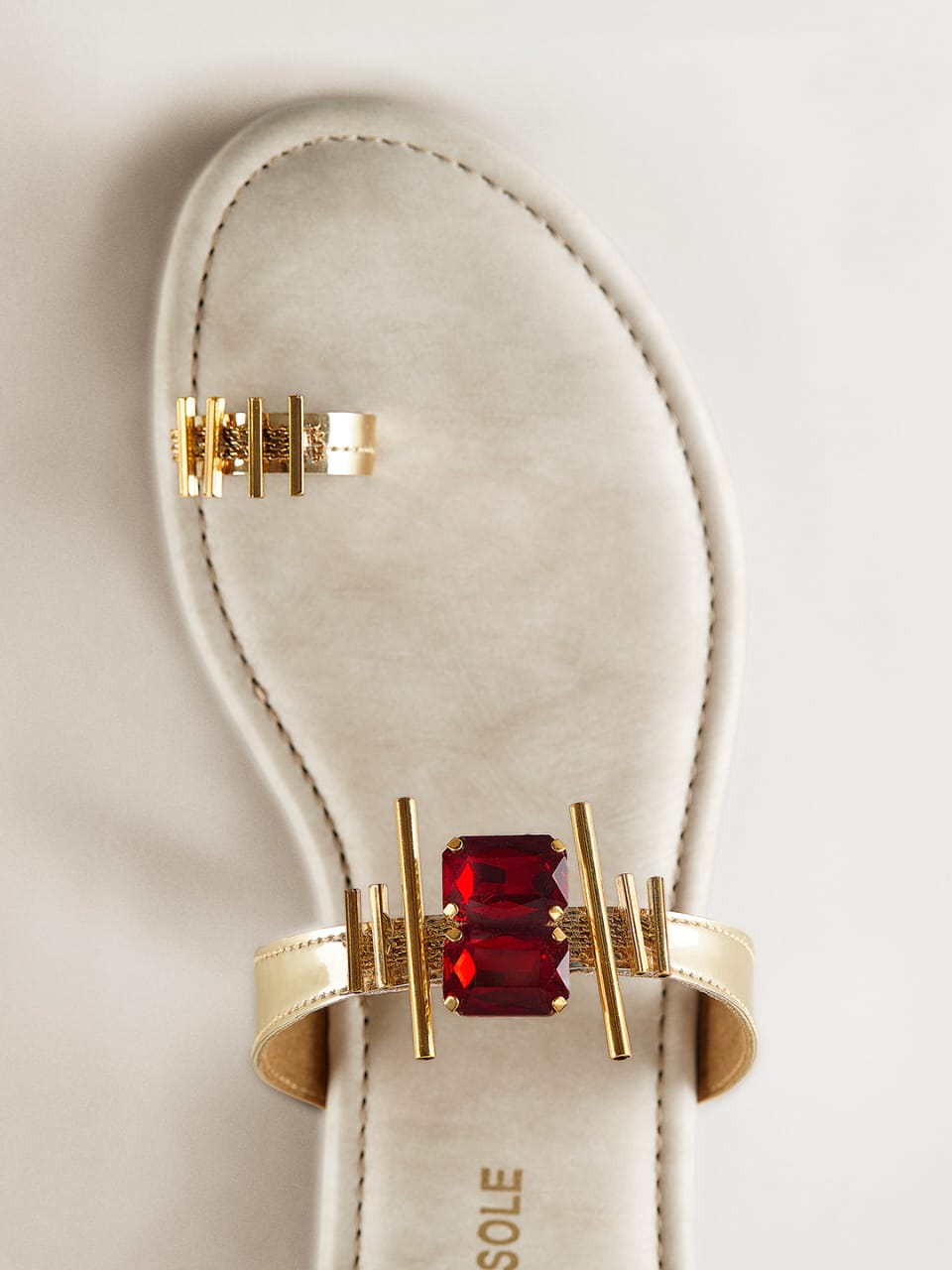 Signature Sole Golden Toe Ring Flats