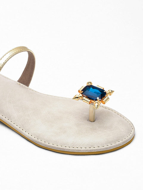 Signature Sole Golden Toe Ring Flats