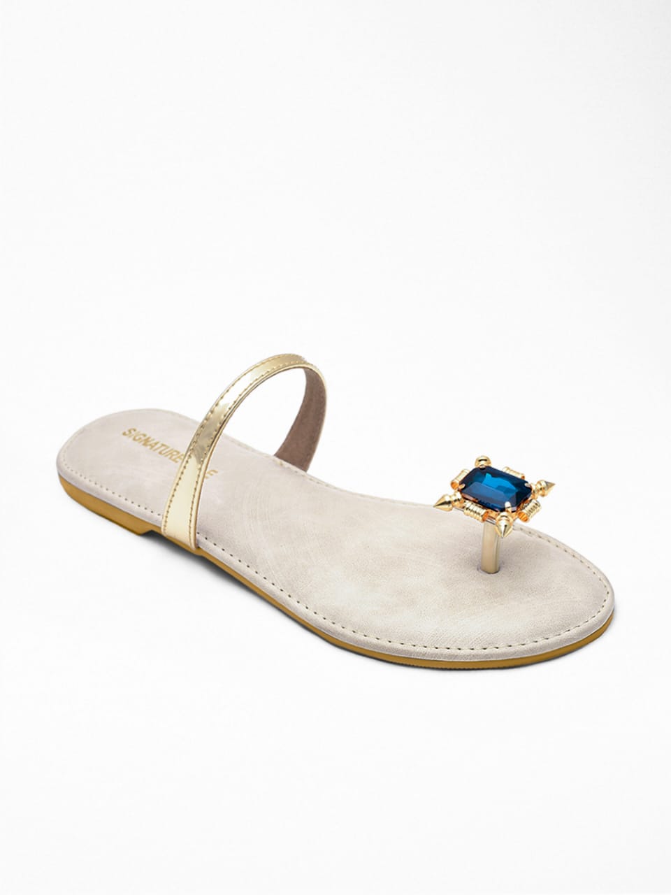 Signature Sole Golden Toe Ring Flats