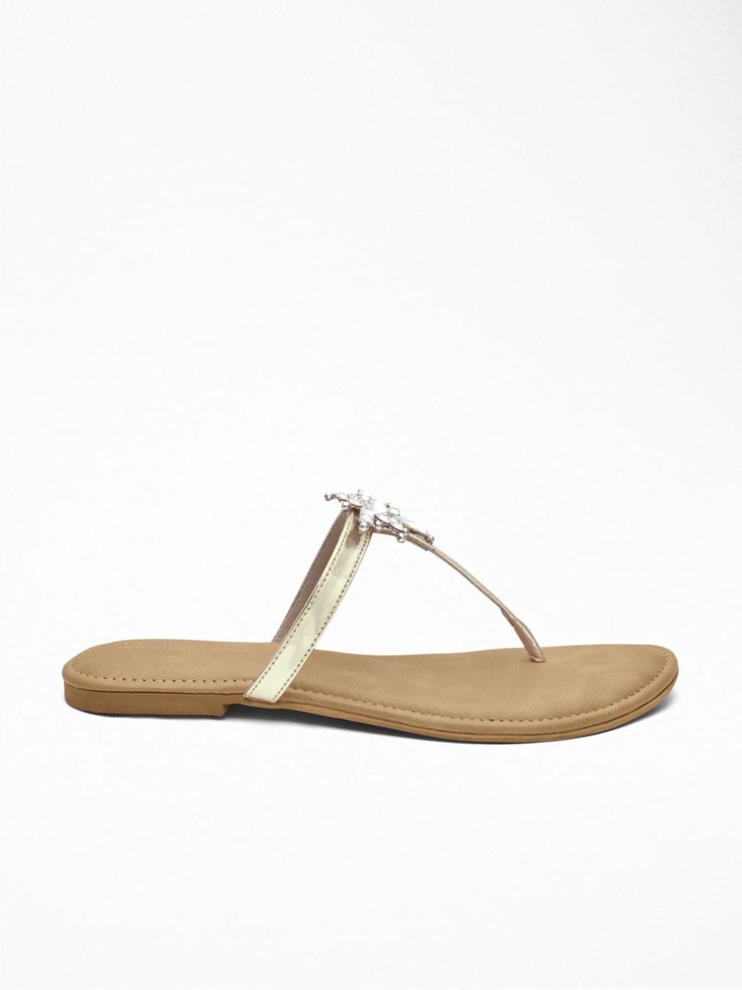 Embellished Gold T Strap Sandal