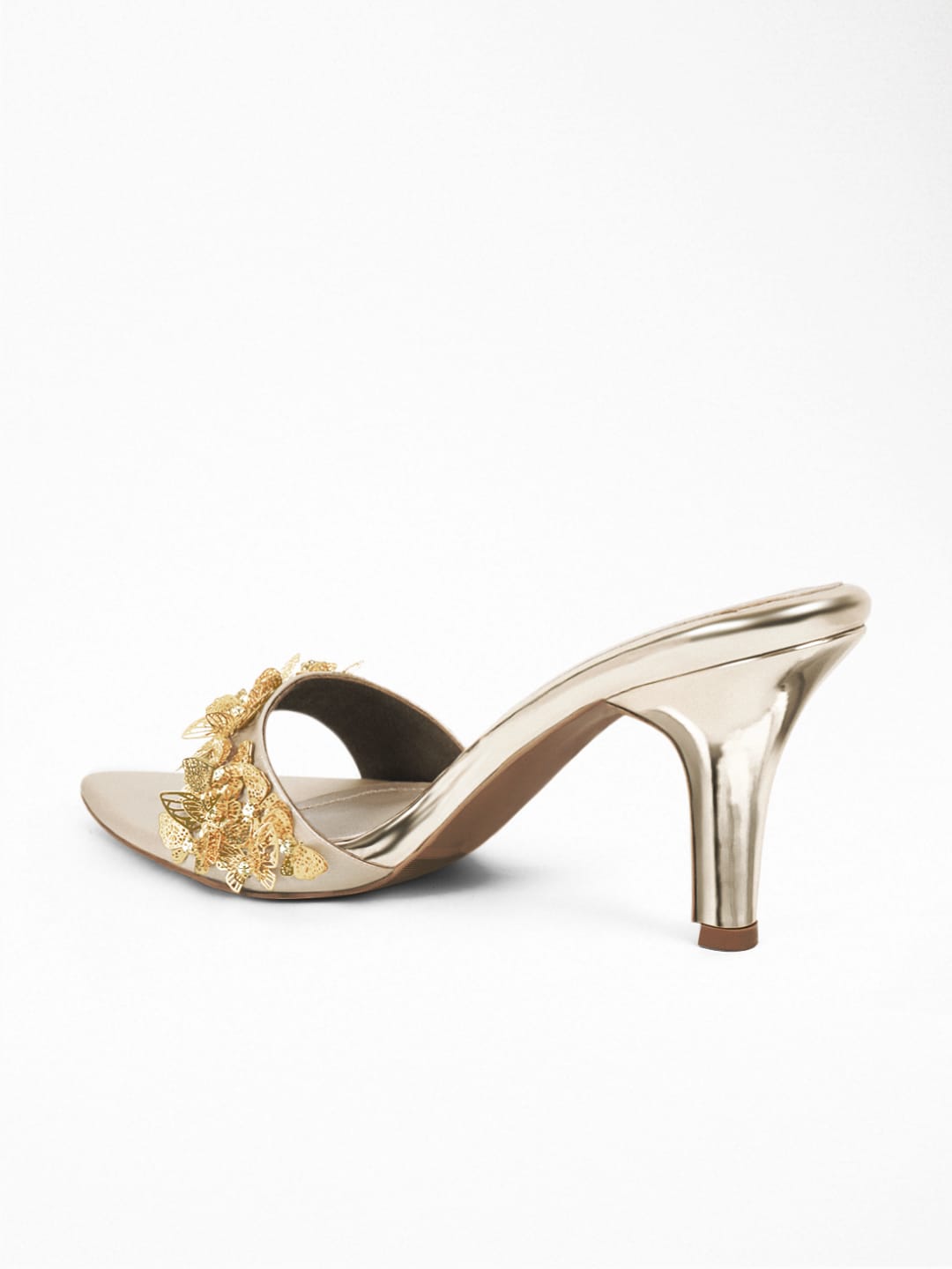 Gold Metallic Butterflies Hand Embroidered Heel