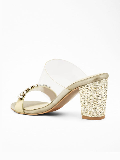 Embellished Gold Strap Heel