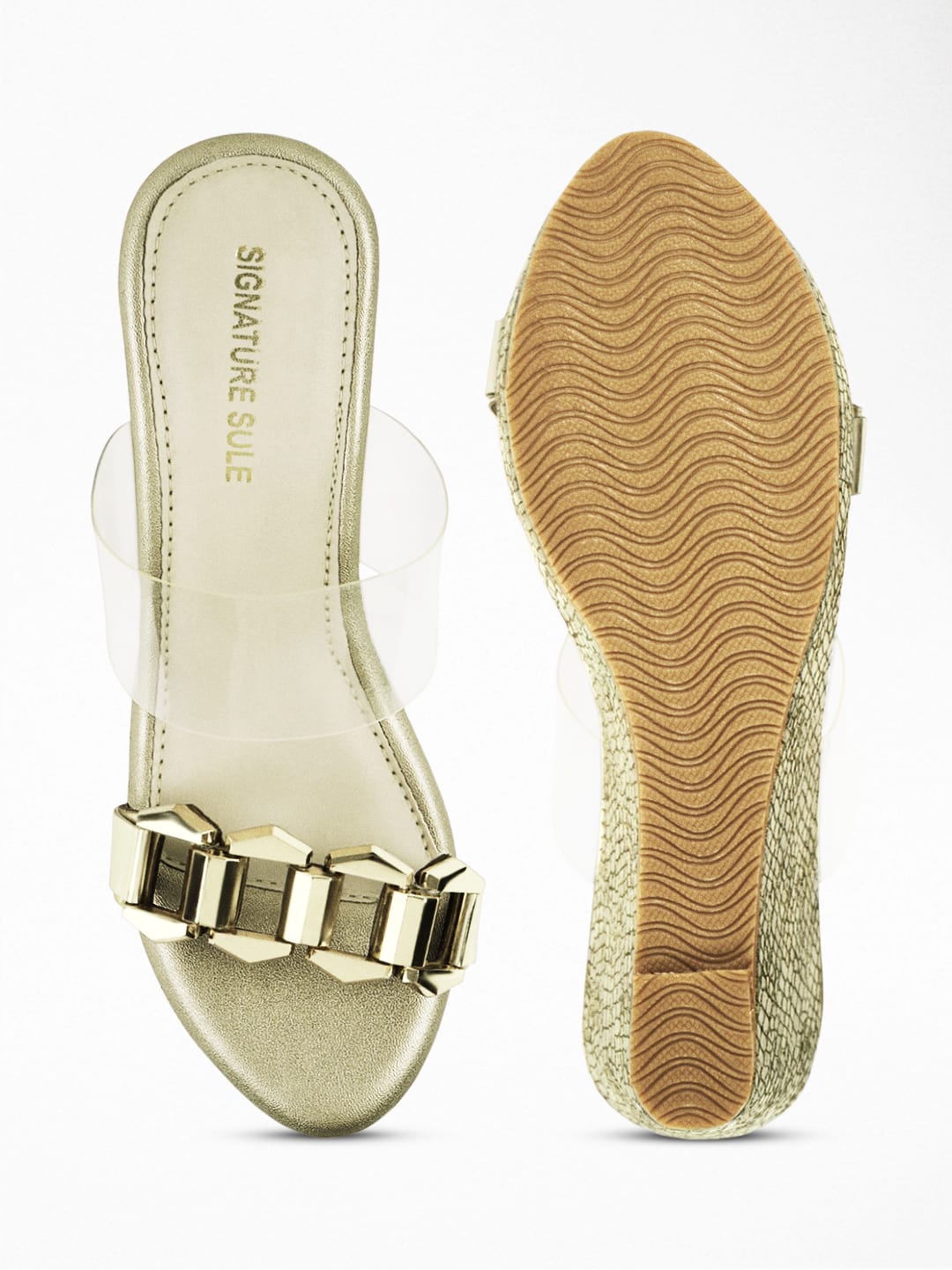 Embellished Gold Strap Heel