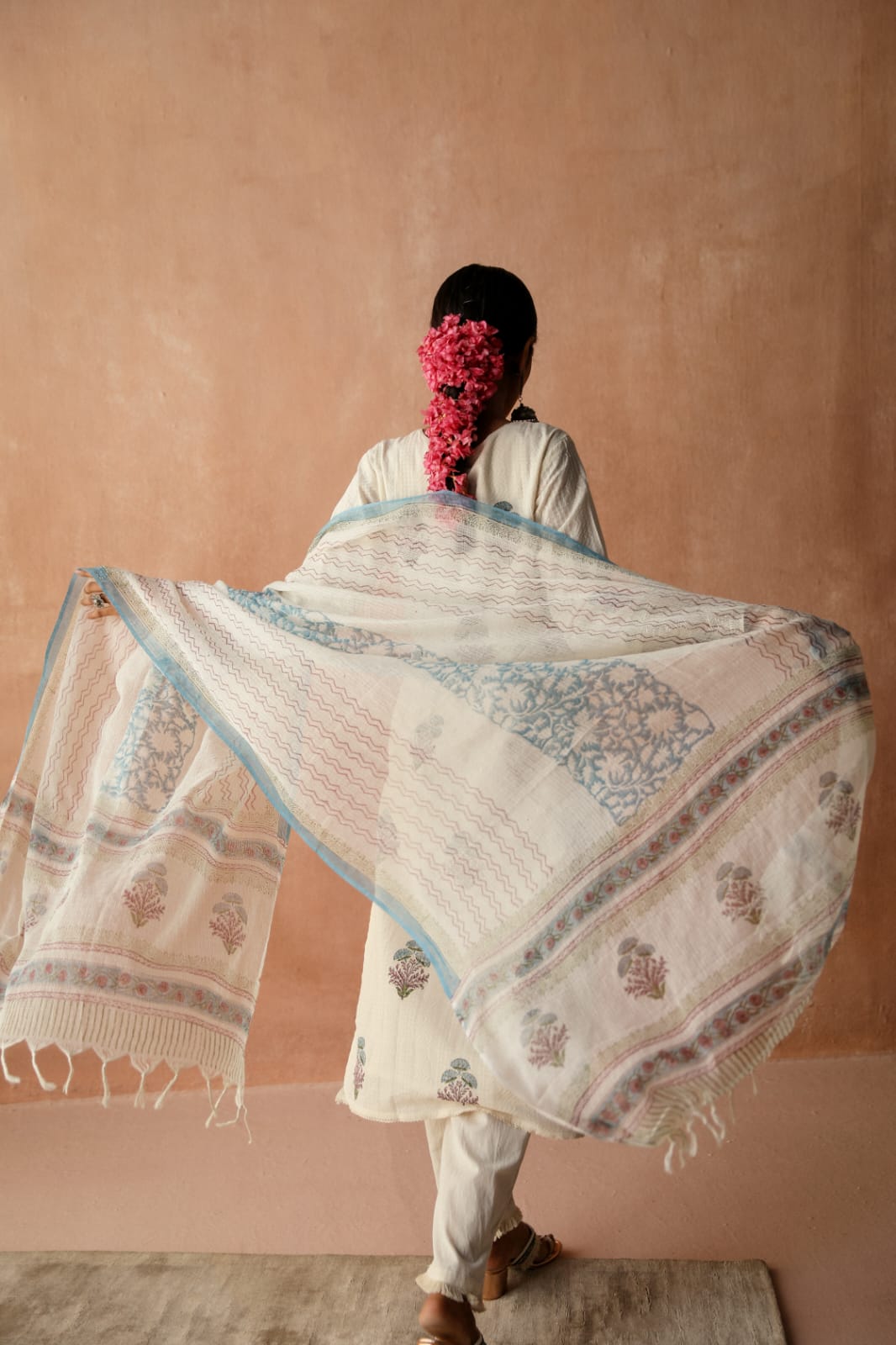 HERITAGE INDIA - HAND BLOCK PRINTED COTTON SUIT SET (WITH PANTS & DUPATTA)