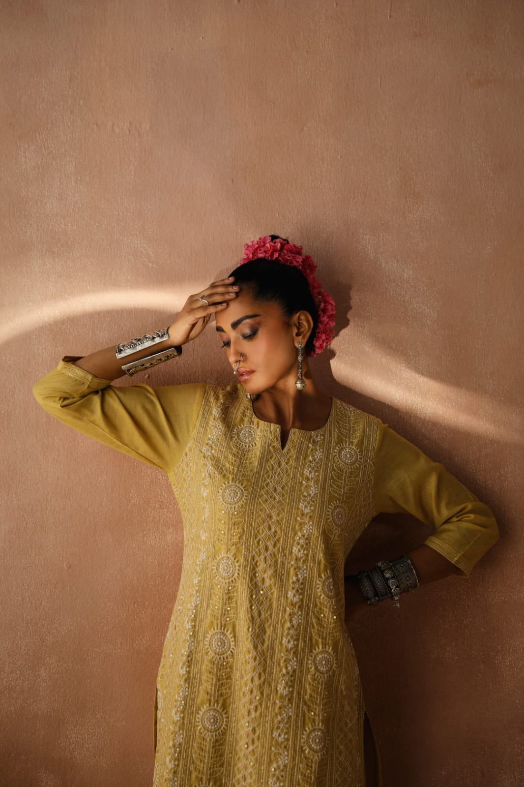 HERITAGE INDIA - YELLOW CHIKANKARI SUIT SET (WITH PANTS)