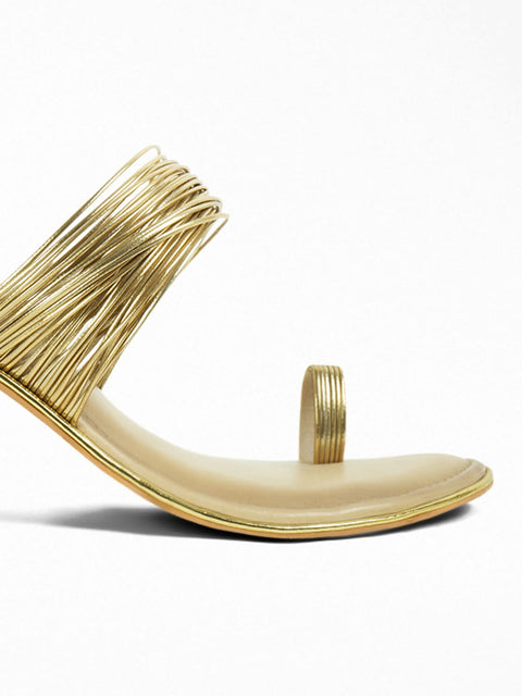 Gold Metallic Block Heel