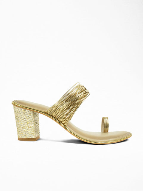 Gold Metallic Block Heel