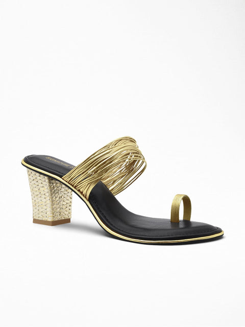 Gold Metallic Strap Black & Gold Heel