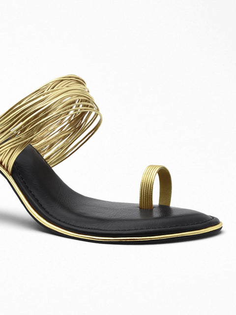 Gold Metallic Strap Black & Gold Heel