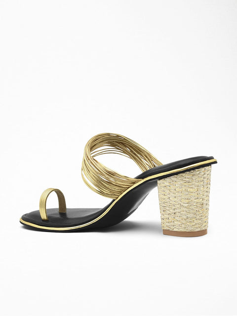 Gold Metallic Strap Black & Gold Heel