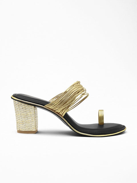 Gold Metallic Strap Black & Gold Heel