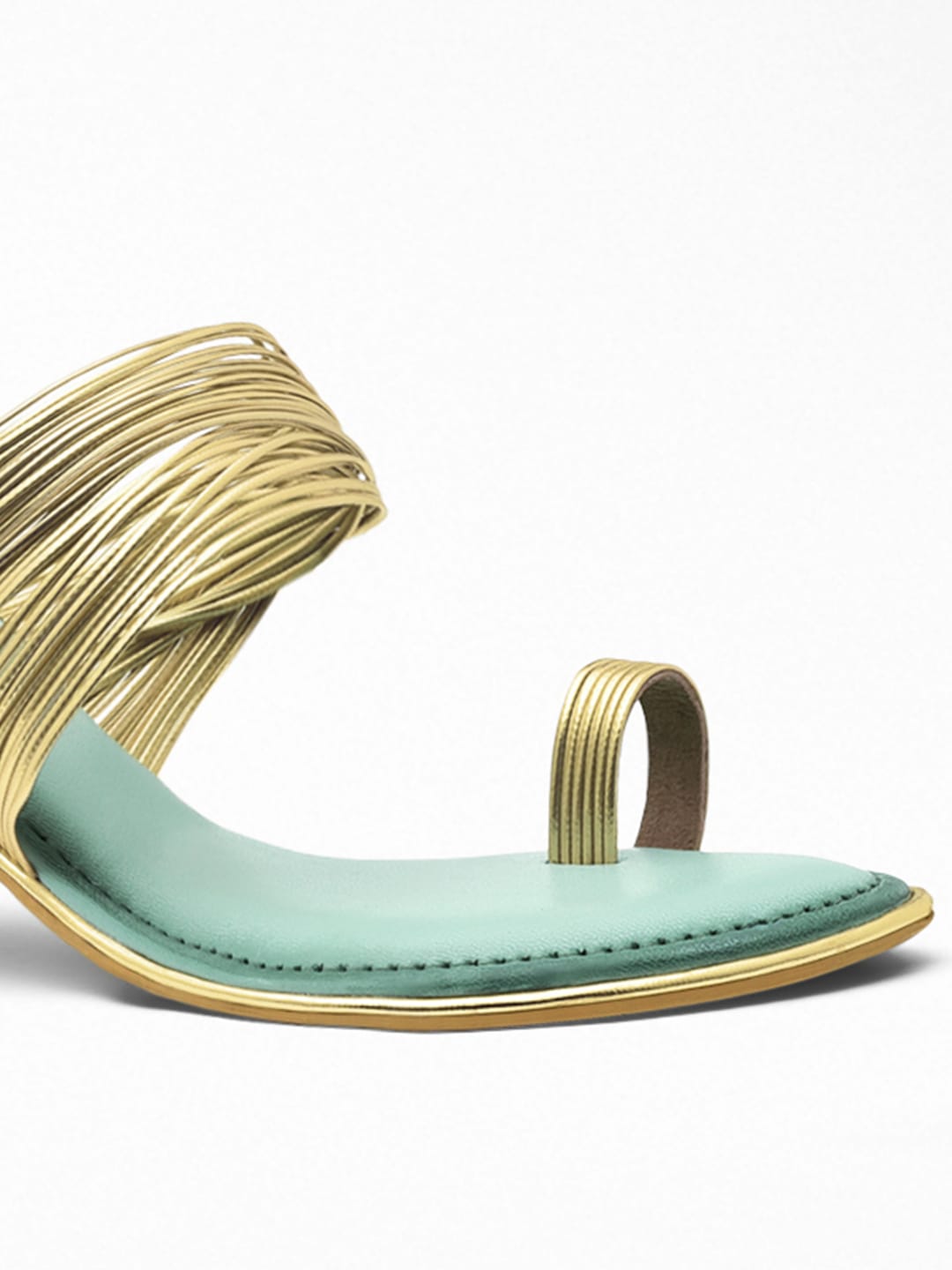 Gold Metallic Strap Block Heel