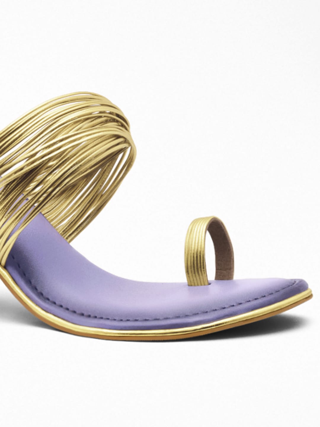 Gold Metallic Strap Block Heel