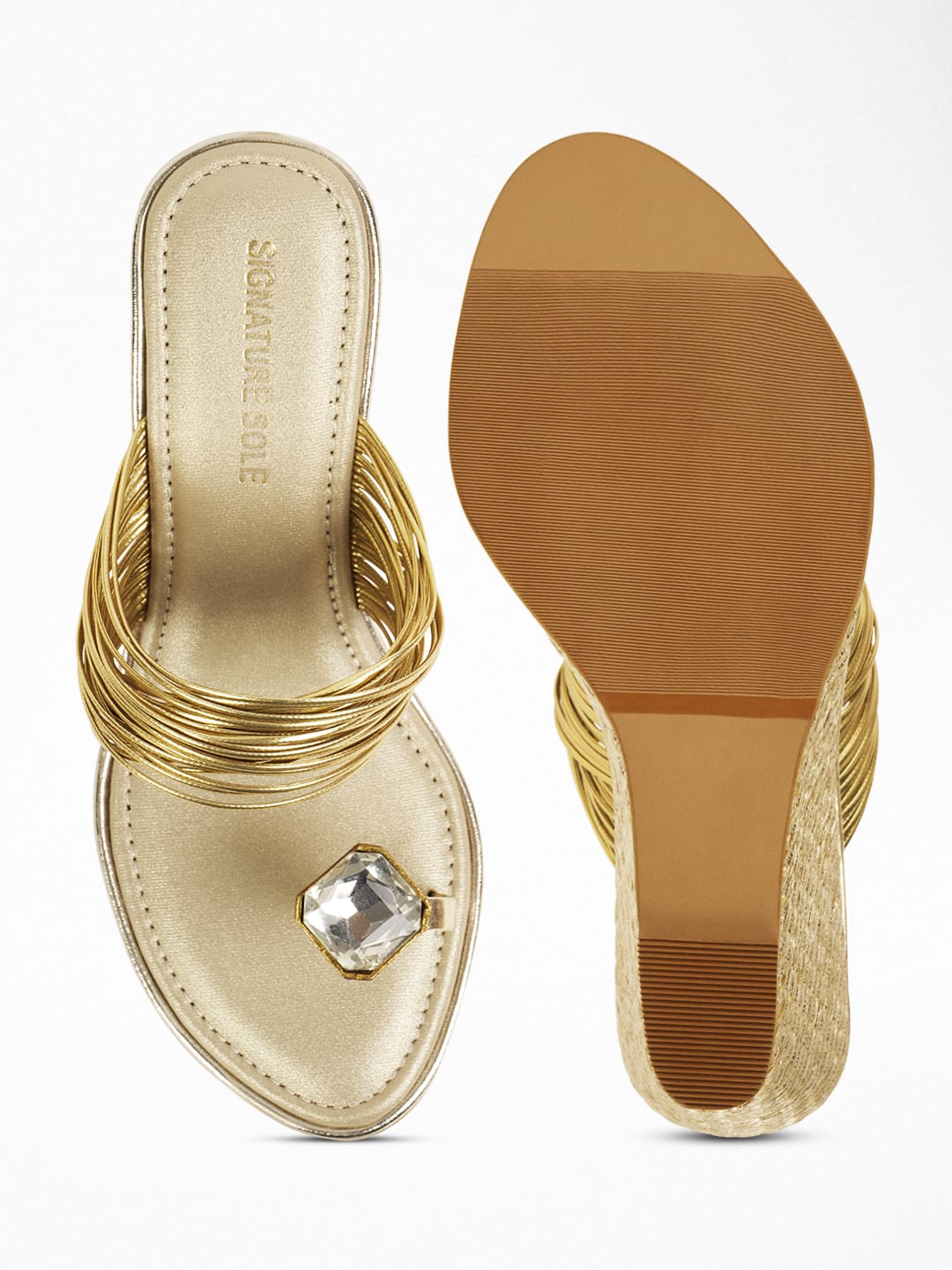 Gold Ethnic Wedge Heel