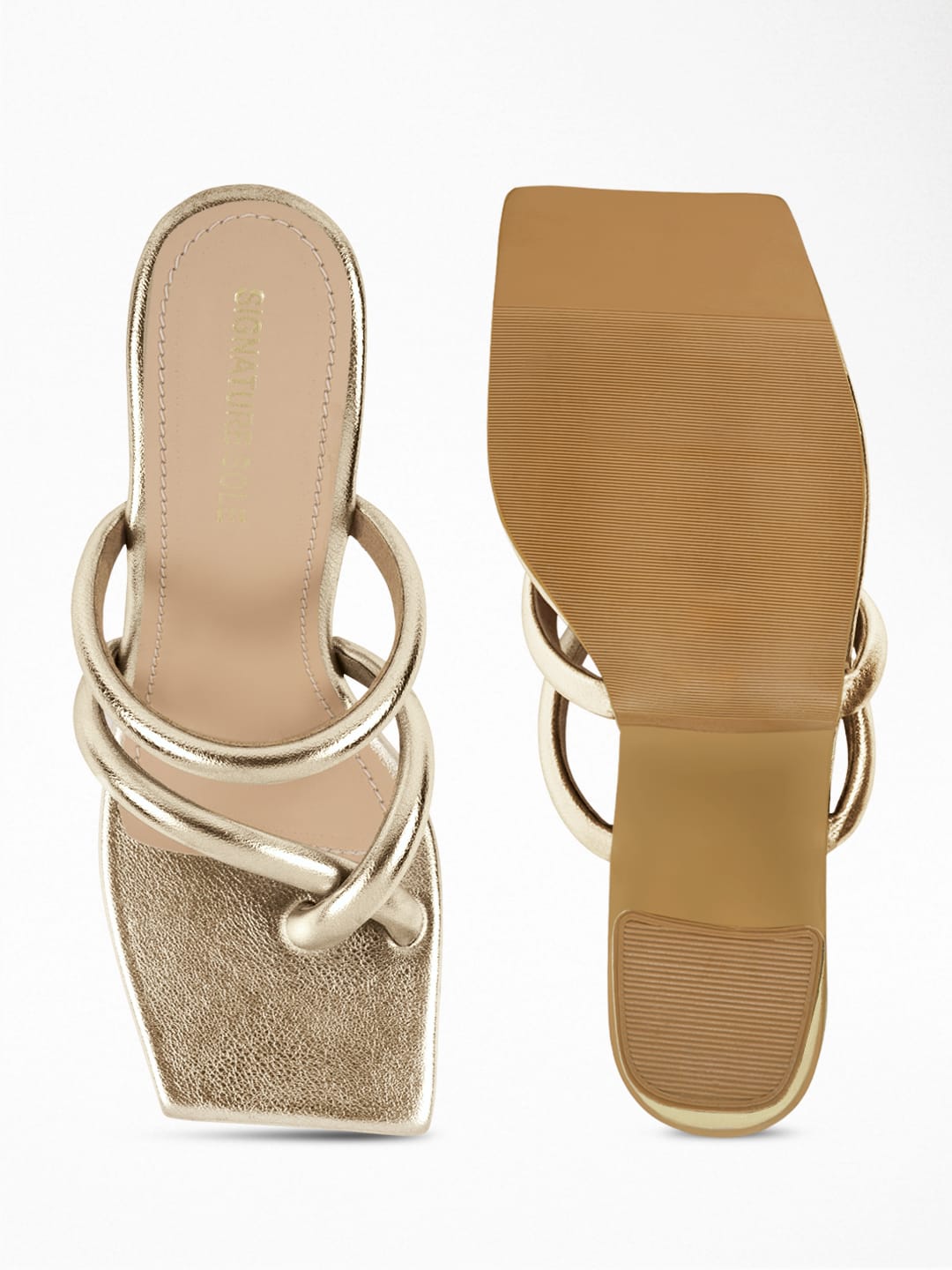 Cross Strap Toe Ring Block Heel