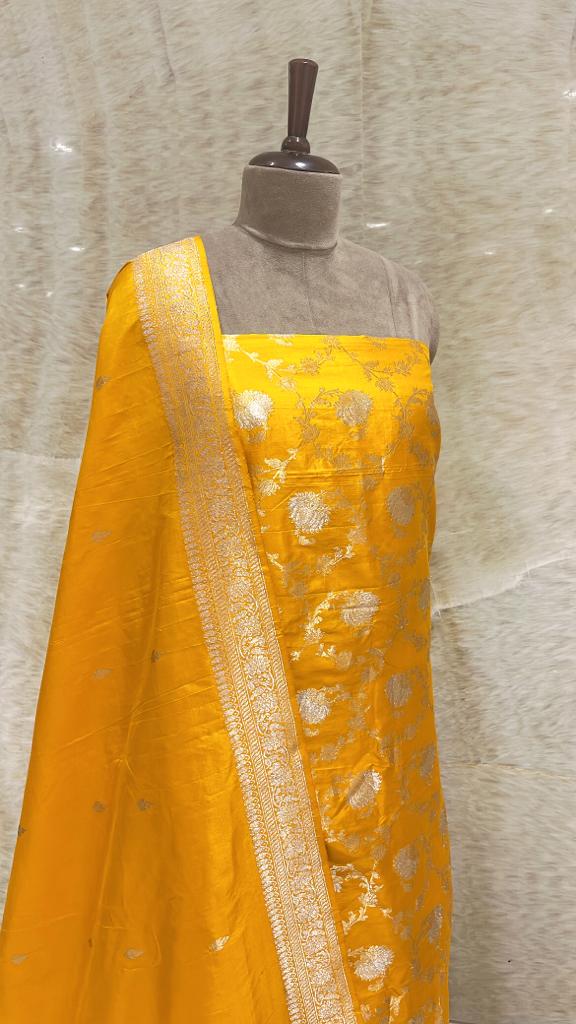 Handwoven Mustard Silk Suit Piece