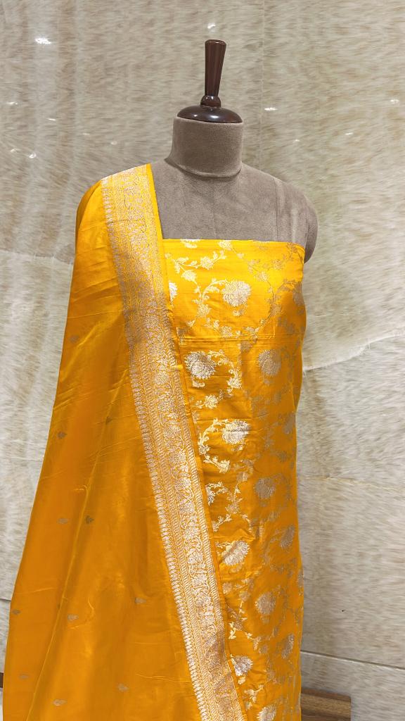 Handwoven Mustard Silk Suit Piece