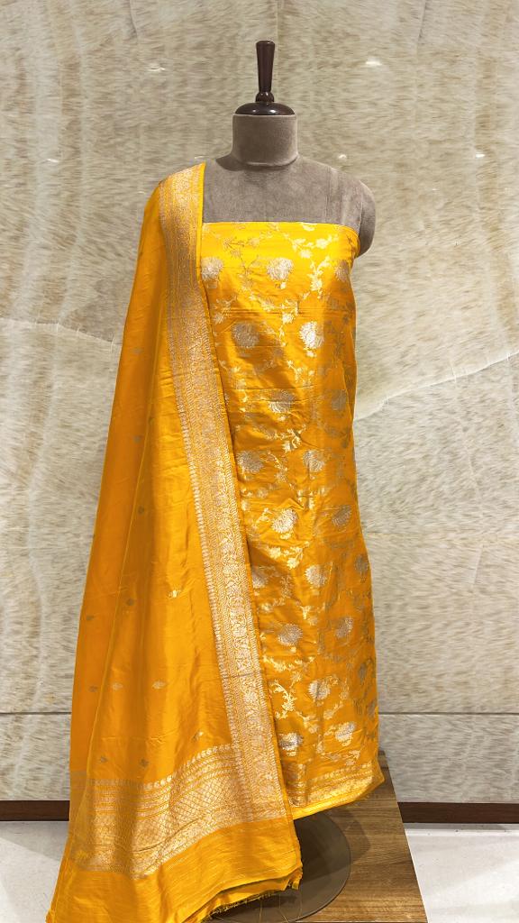 Handwoven Mustard Silk Suit Piece