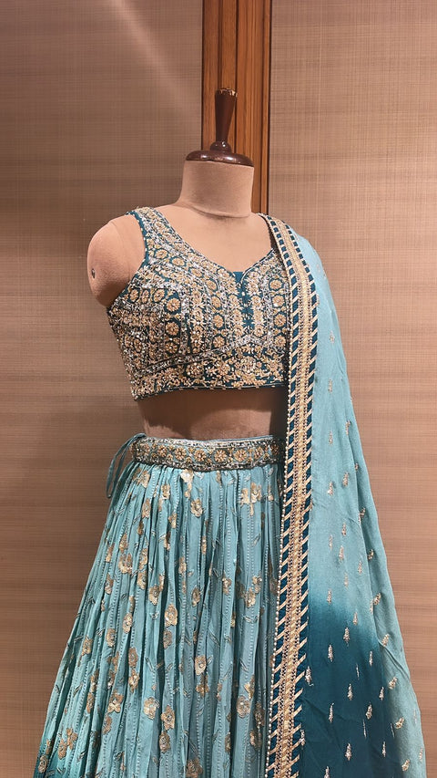 Timeless Grace: Lehenga Choli Adorned with Zardozi Embellishments