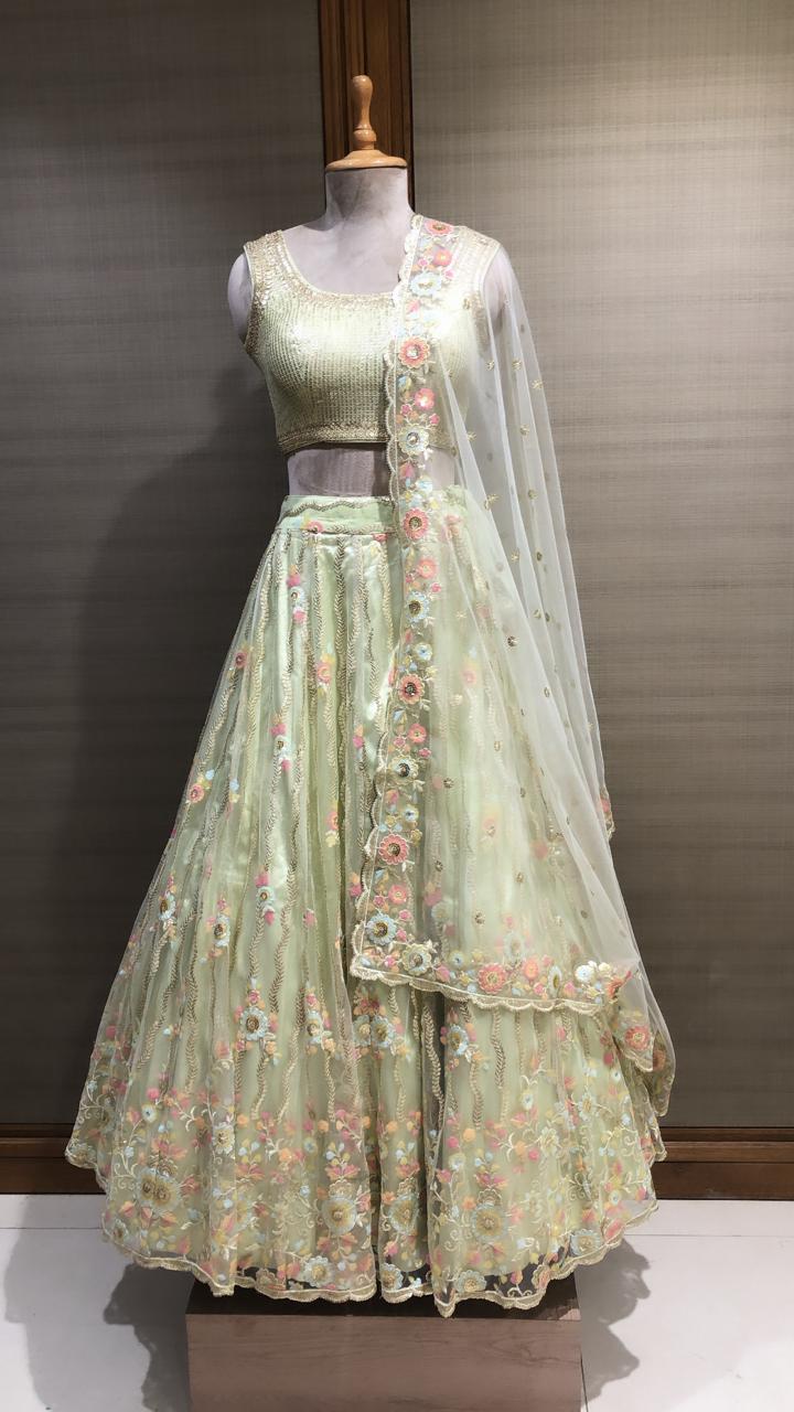 Floral Elegance: Lehenga Choli Adorned with Enchanting Motifs