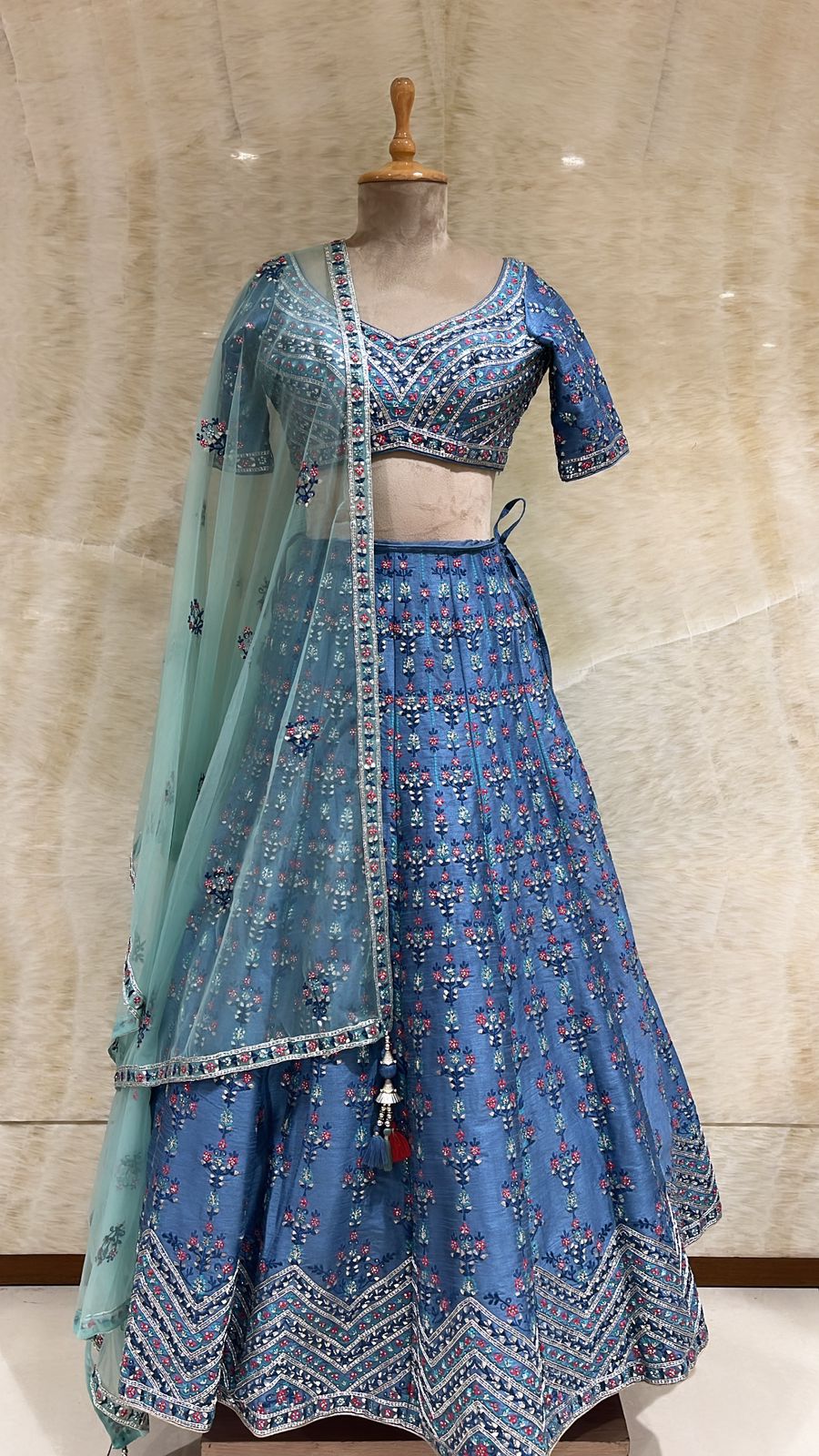 Regal Radiance: Zardosi Embellished Lehenga Choli Set