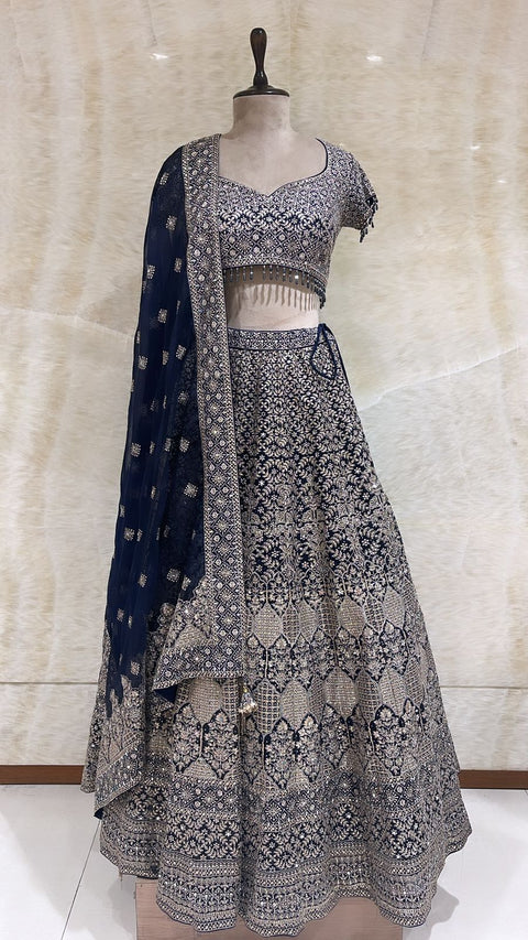 Regal Elegance: Royal Blue Bridal Lehenga