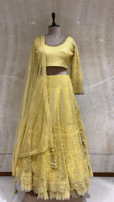 Radiant Haldi Glow: Sequin and Bead Embellished Lehenga Choli Set