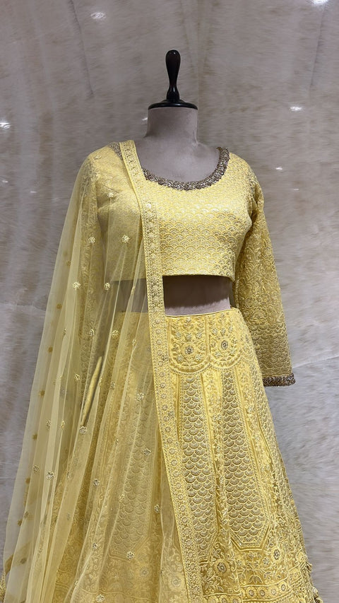 Radiant Haldi Glow: Sequin and Bead Embellished Lehenga Choli Set