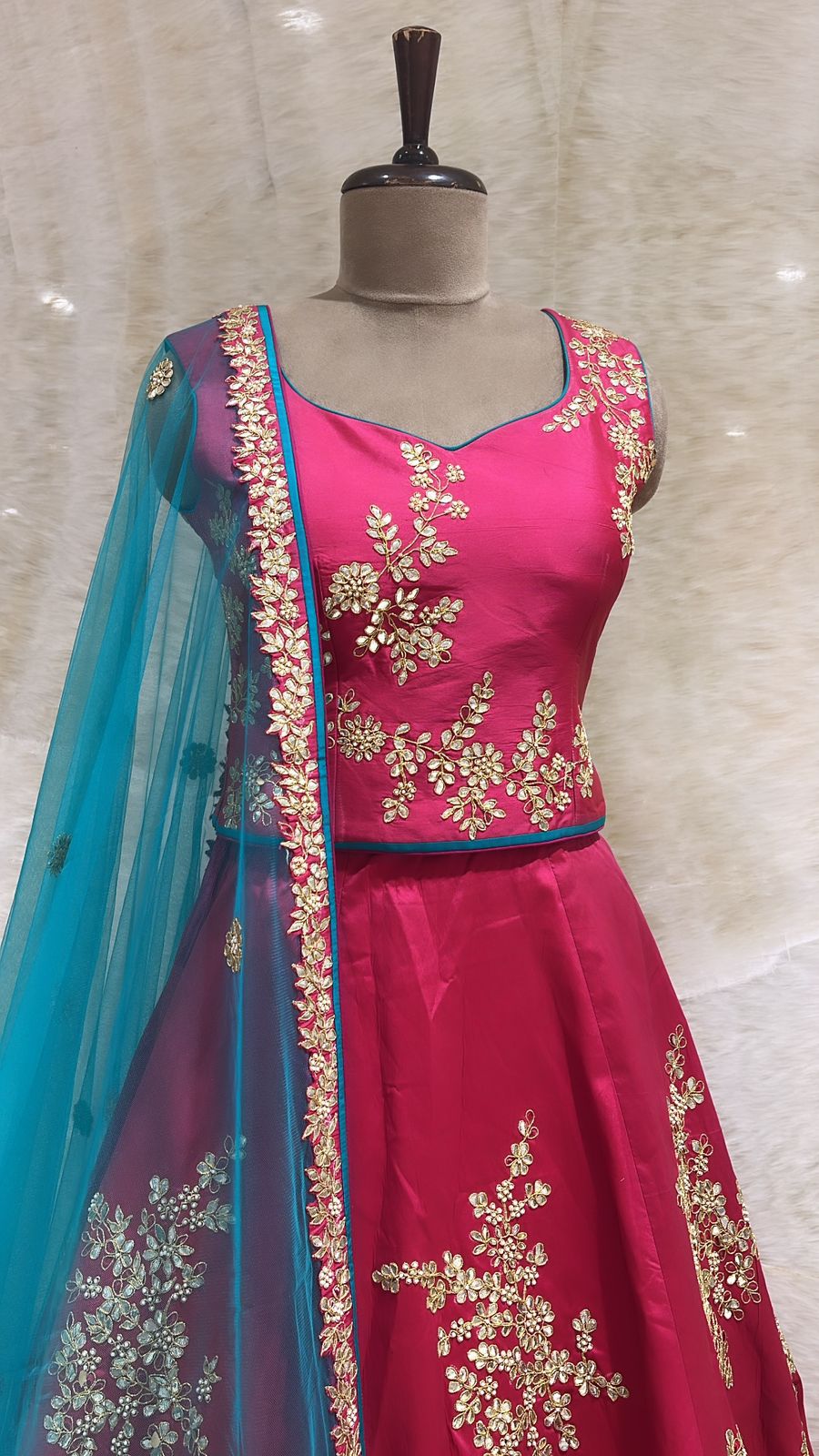Pink Perfection: Hot Pink Embellished Readymade Lehenga Set